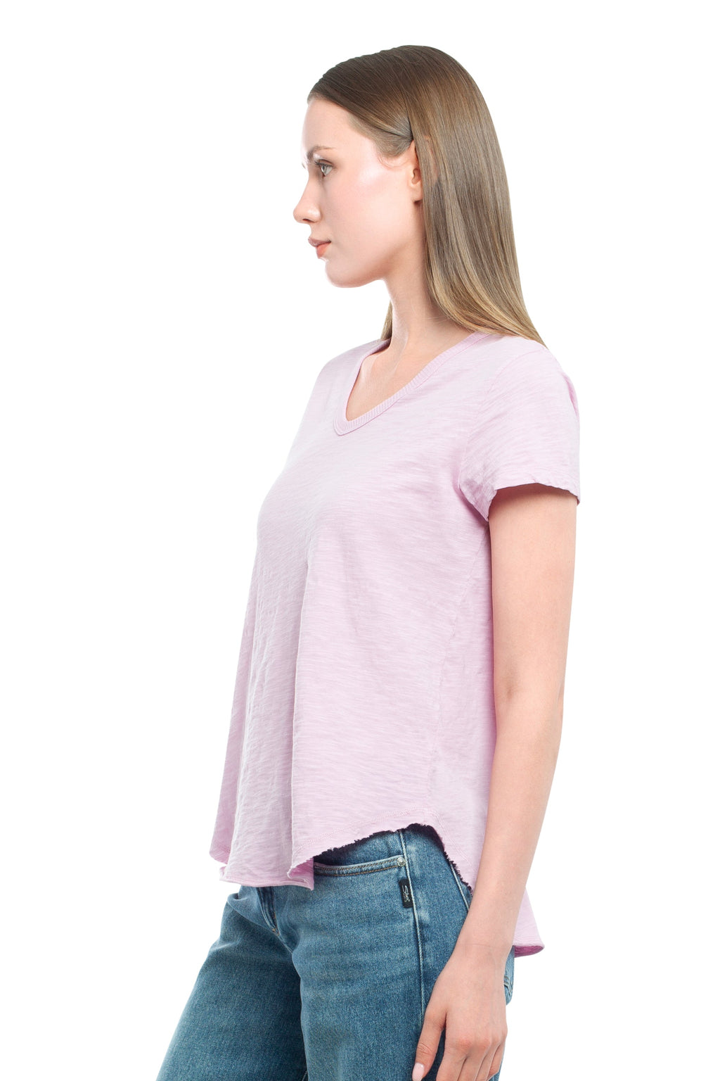 Short Sleeve Shrunken V-Neck Shirttail