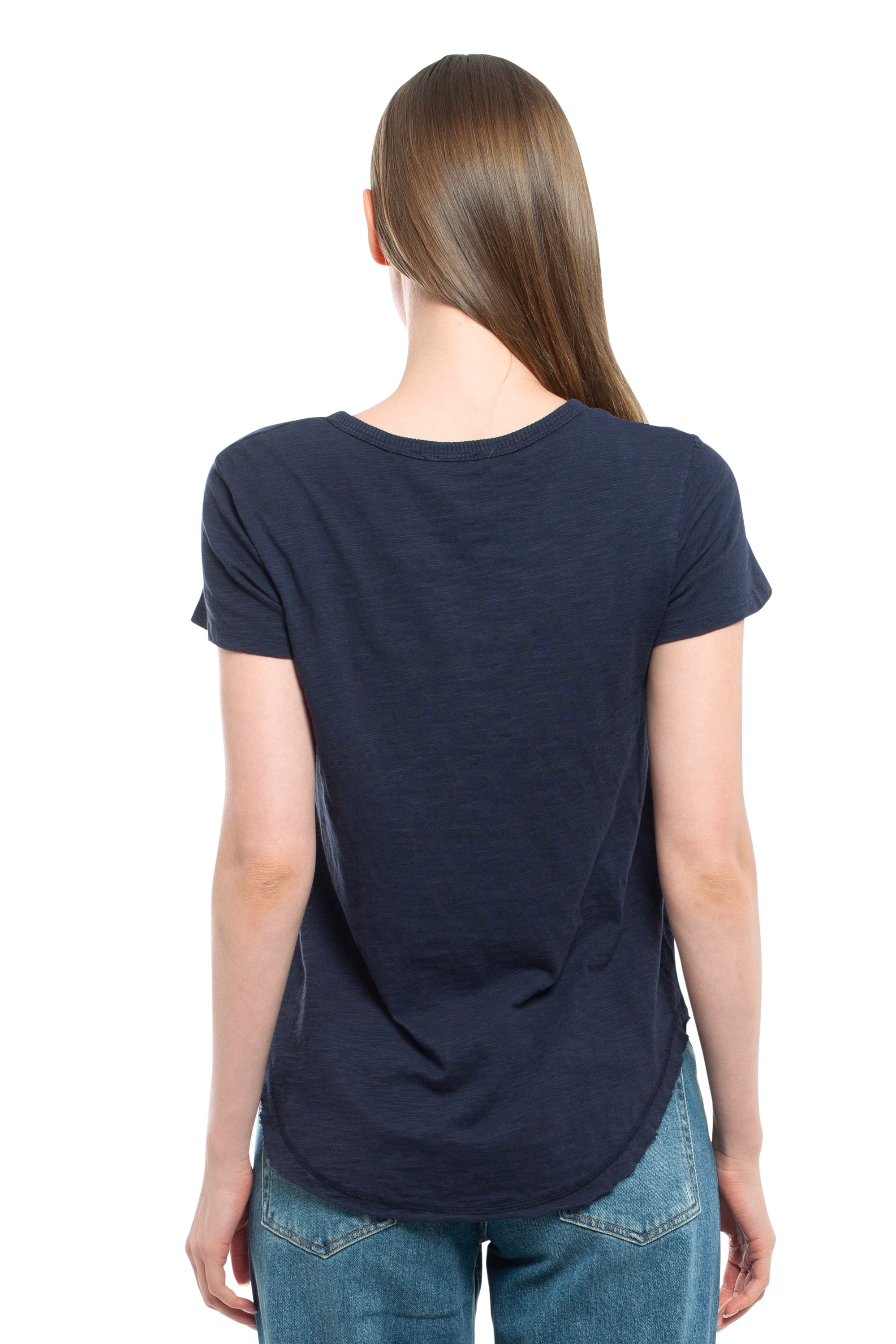 Short Sleeve Shrunken V-Neck Shirttail