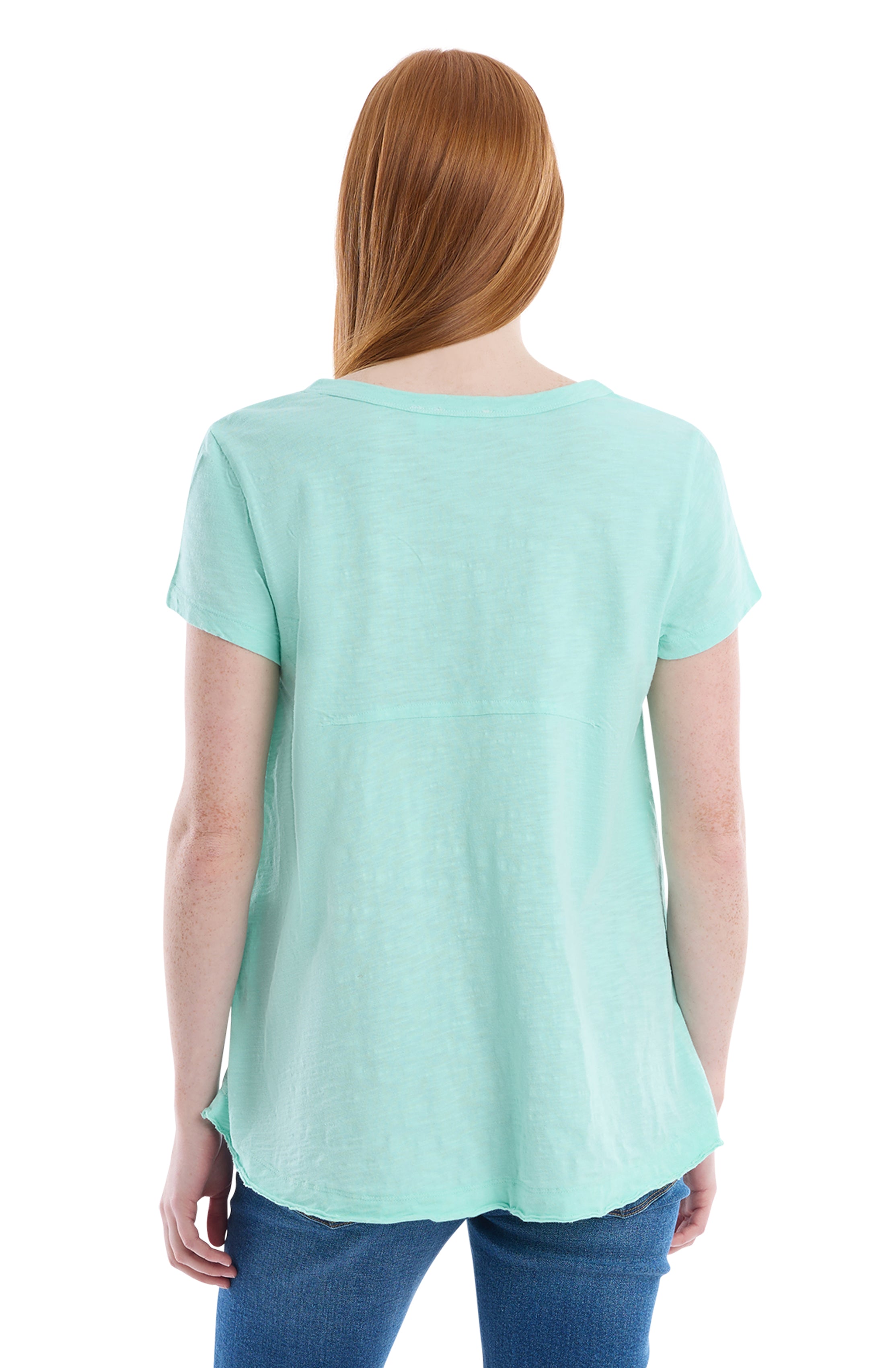 Short sleeve placket hi-lo tee