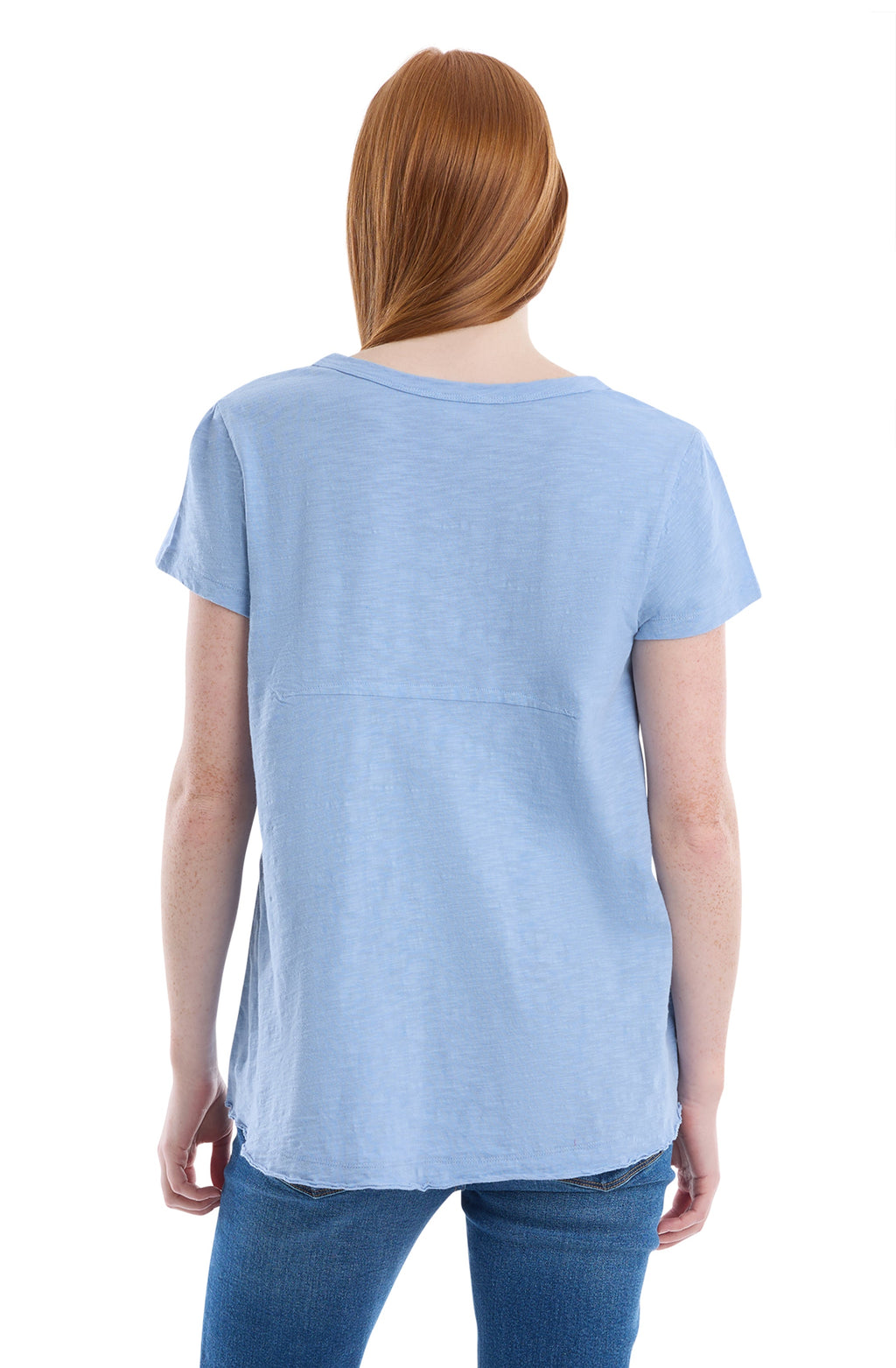 Short sleeve placket hi-lo tee