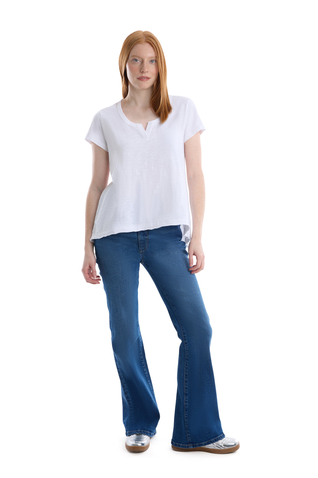Short sleeve placket hi-lo tee