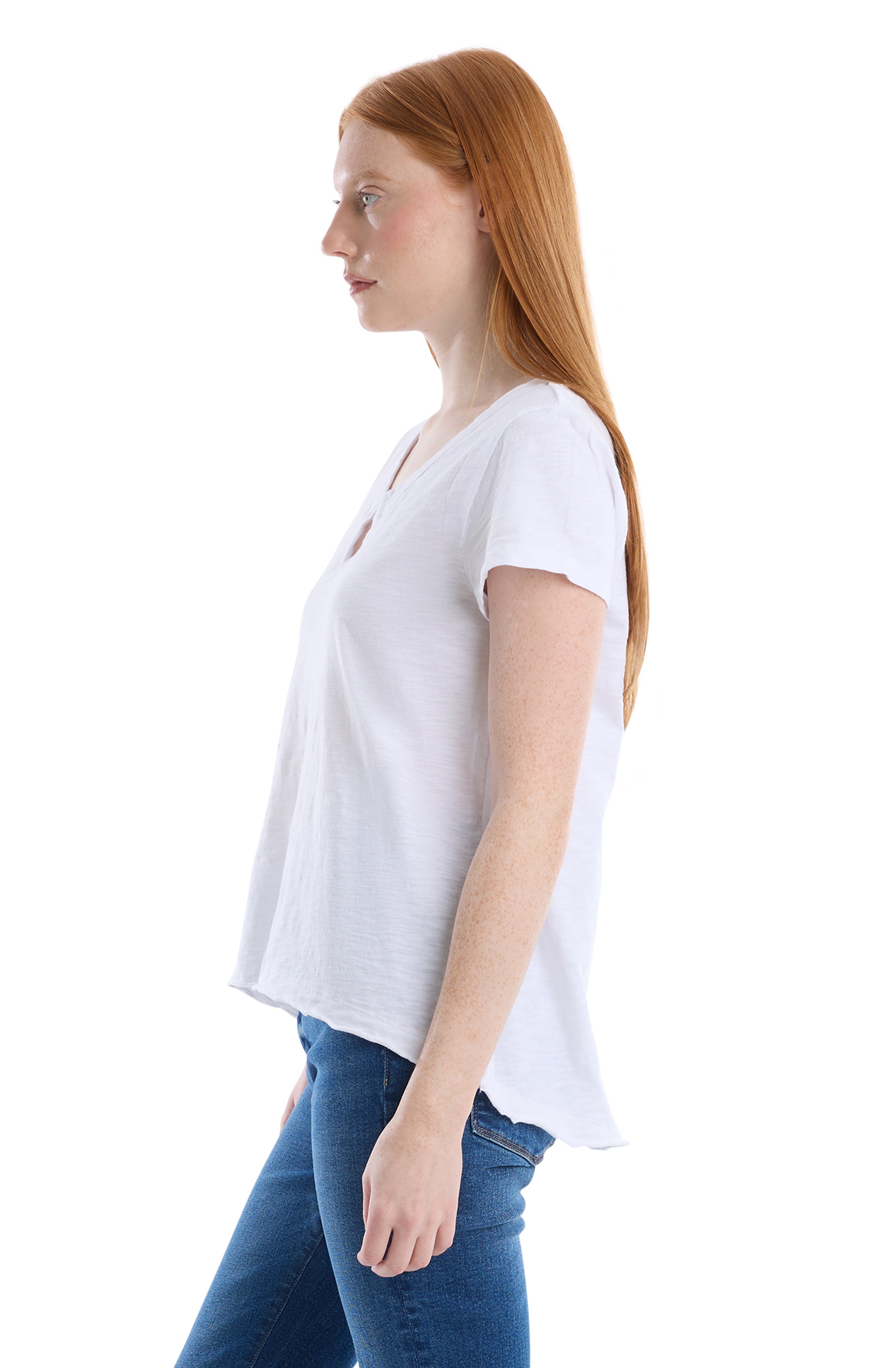 Short sleeve placket hi-lo tee