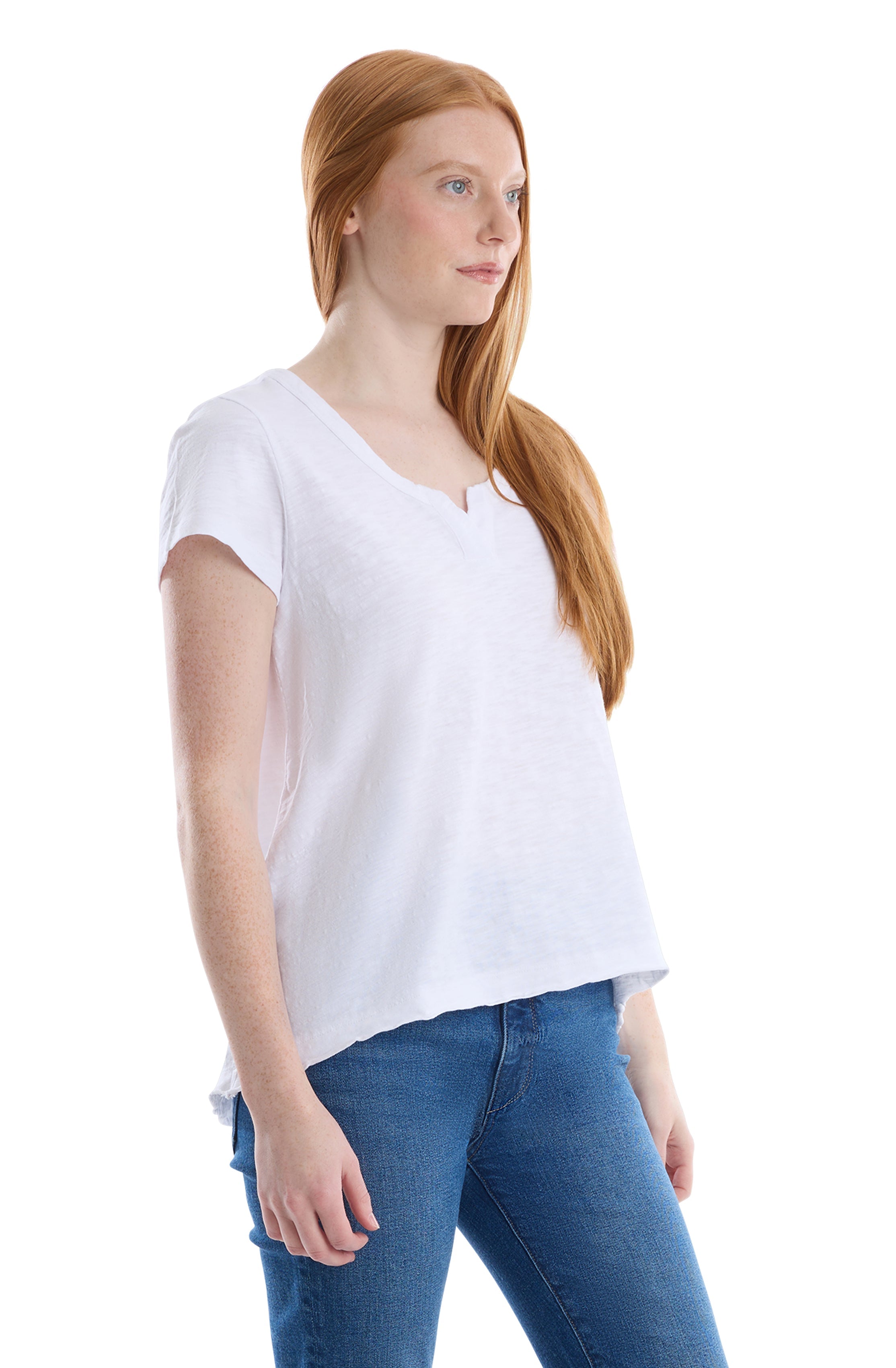 Short sleeve placket hi-lo tee
