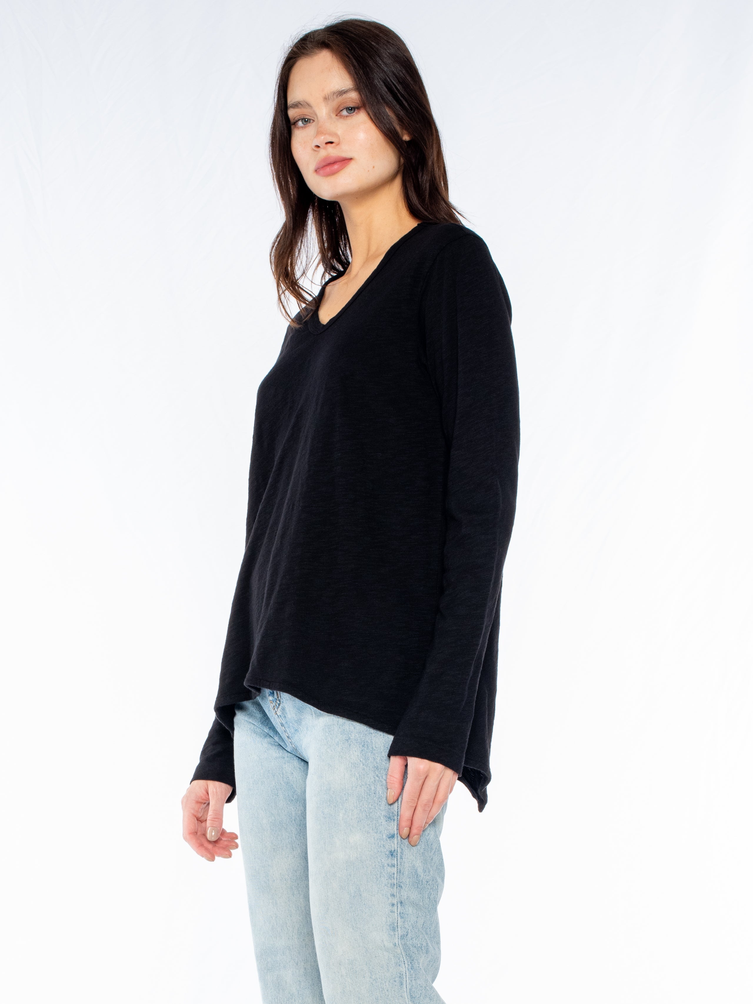 Long Sleeve Shrunken Boyfriend Top
