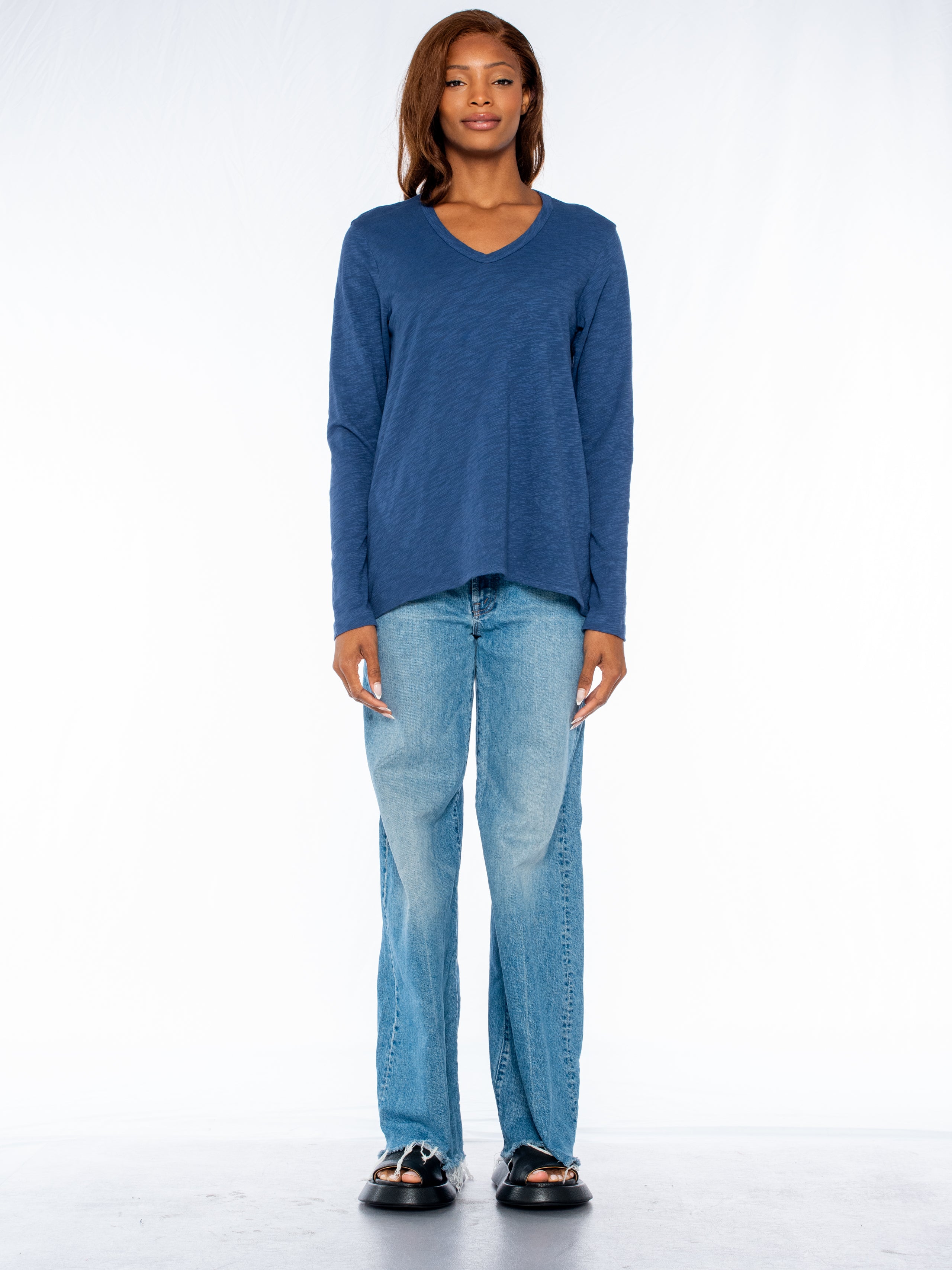 Long Sleeve Shrunken Boyfriend Top