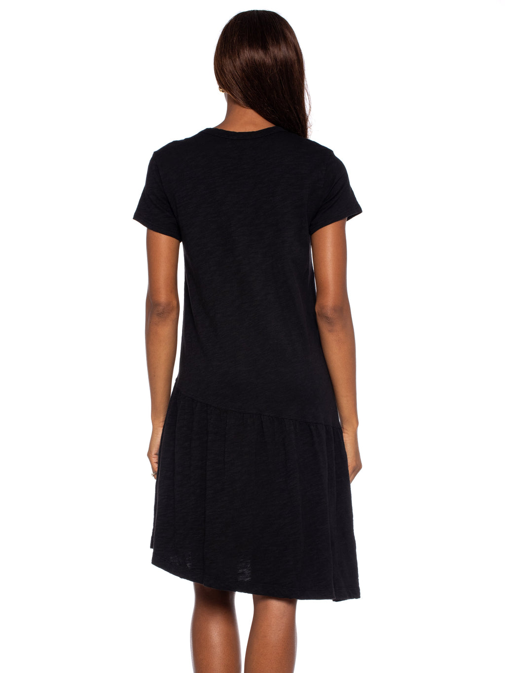 Short Sleeve Slant Hem Shirt Dress