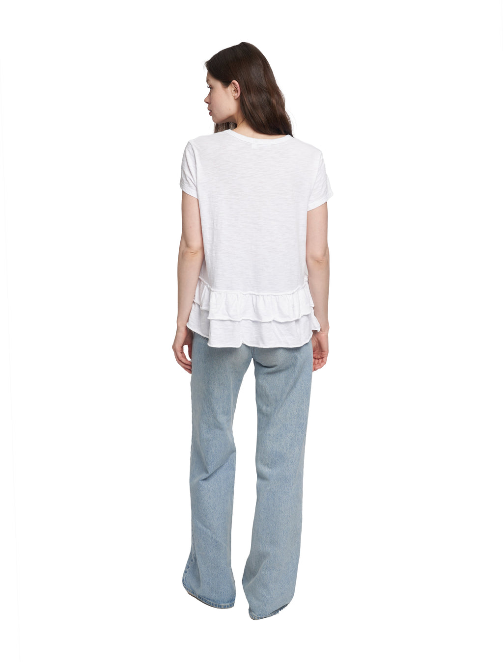 Short Sleeve Double Tier Mock Hem Crew