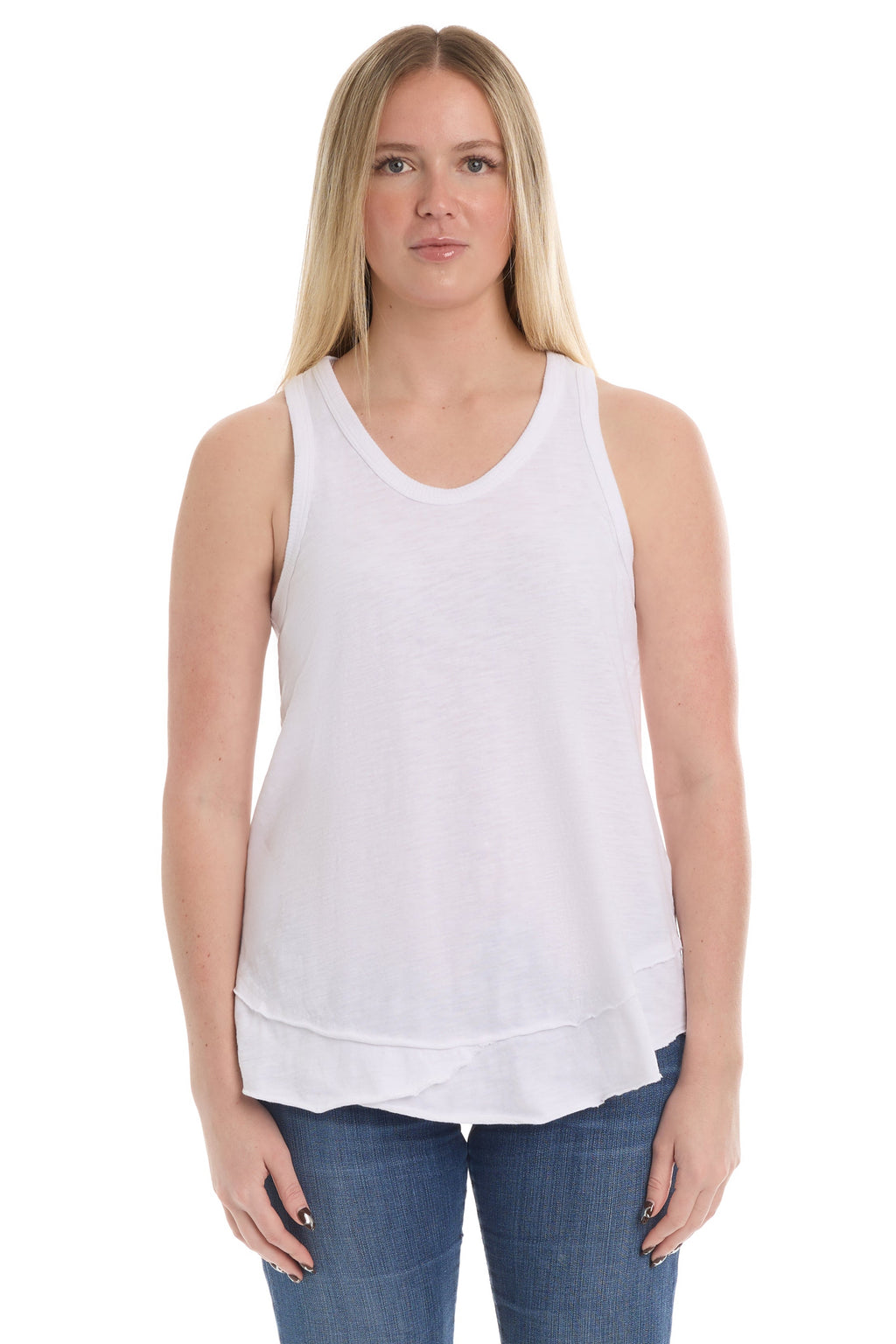 Shrunken Mock Hem Shirttail Tank