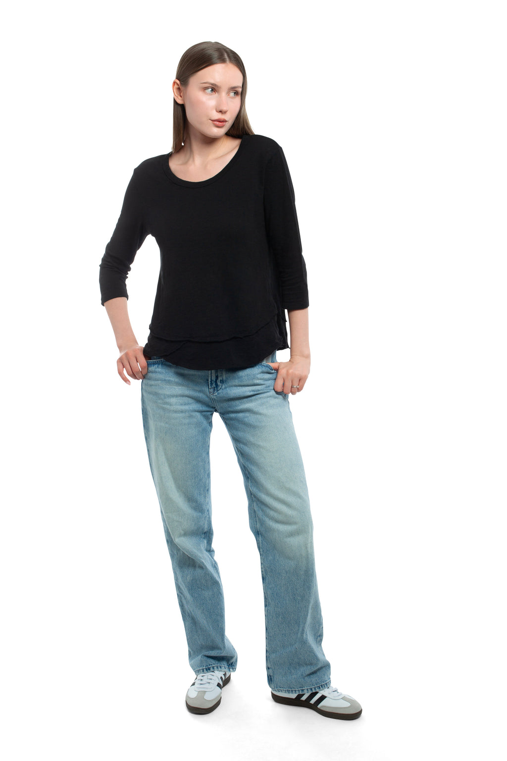 3/4 Sleeve Mock Layer