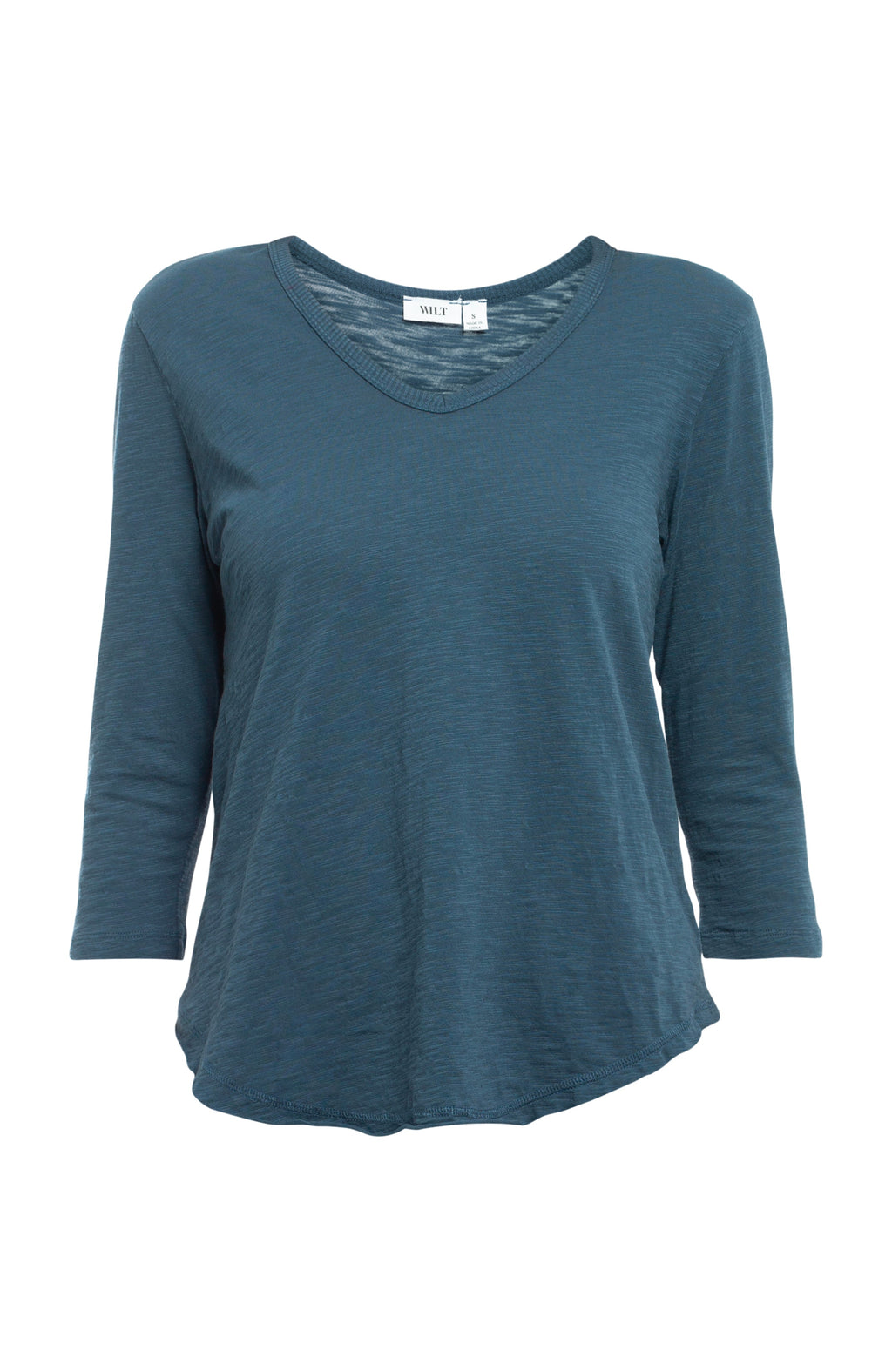 3/4 Sleeve V-Neck Shirttail