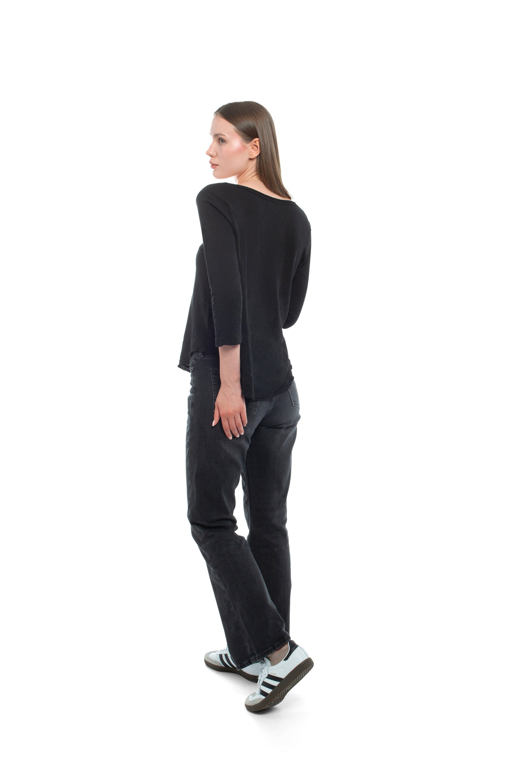 3/4 Sleeve V-Neck Shirttail