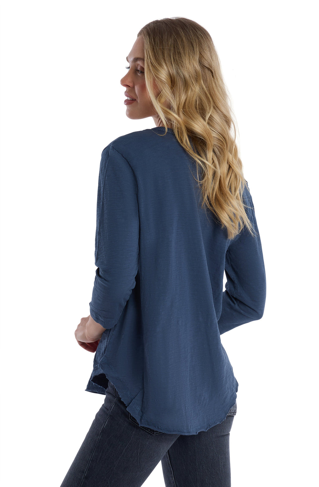 3/4 Sleeve V-Neck Shirttail