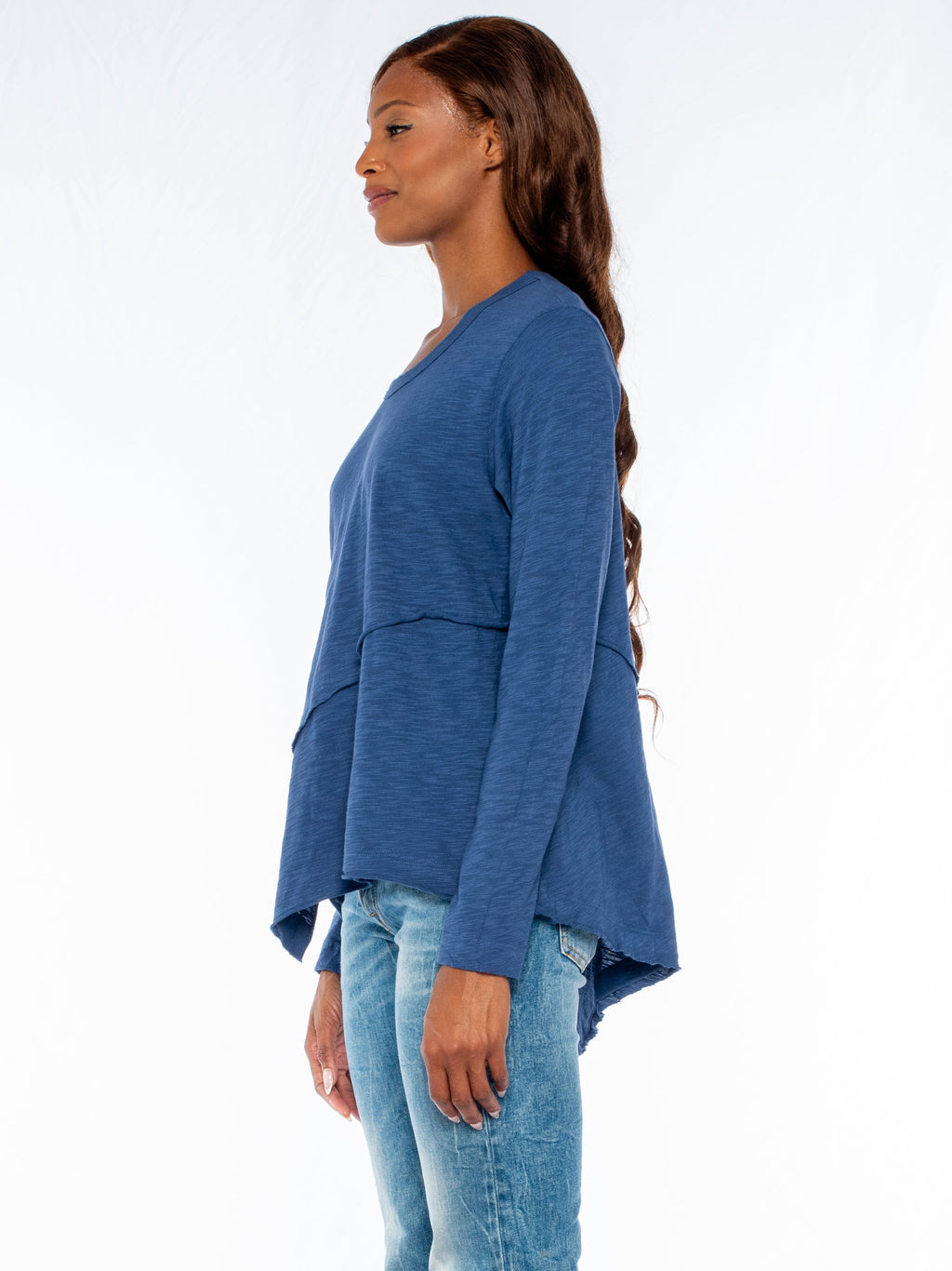 Crew Long Sleeve Easy Crossover Raw Hem Top