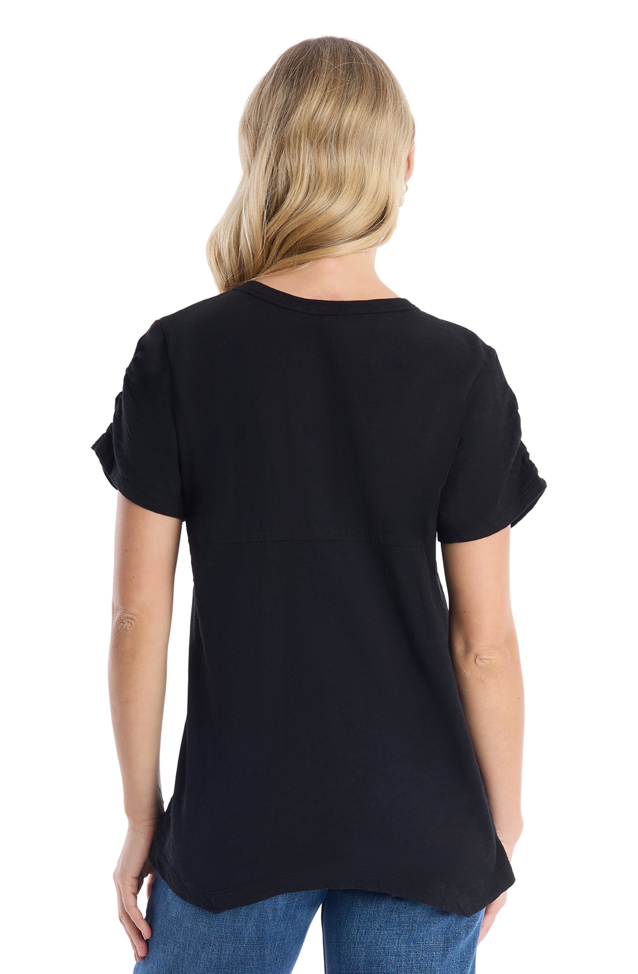 Sexy deep v-neck ruched sleeve