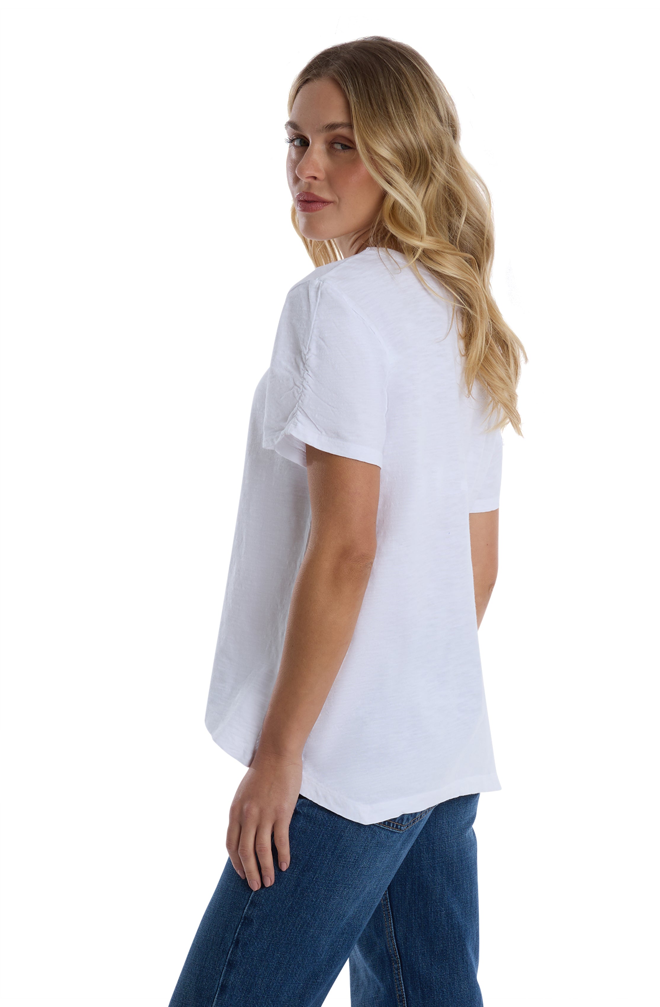 Sexy deep v-neck ruched sleeve