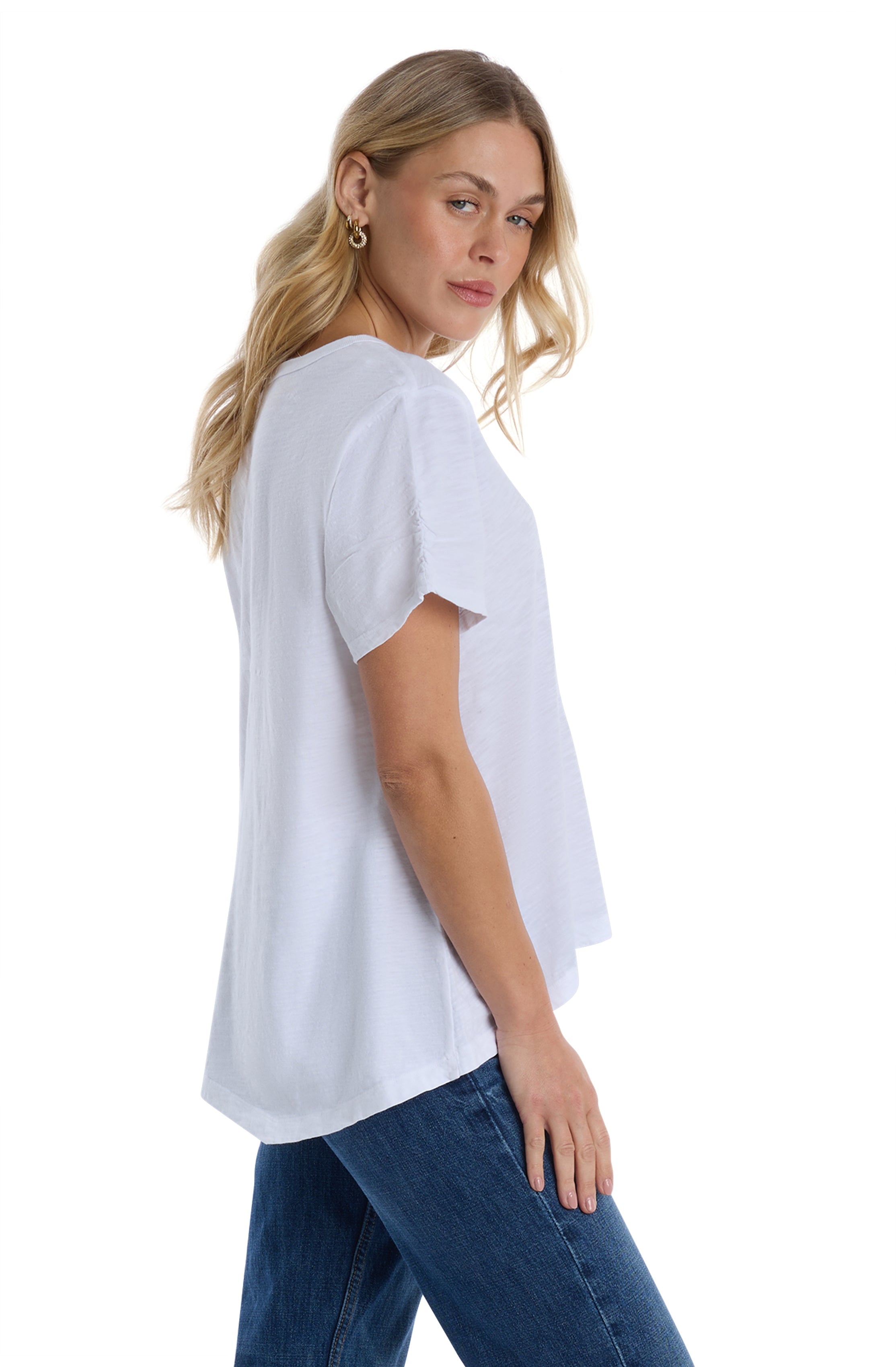 Sexy deep v-neck ruched sleeve