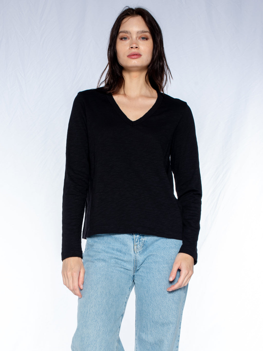 V-Neck Long Sleeve Baby Baby Fit Tee