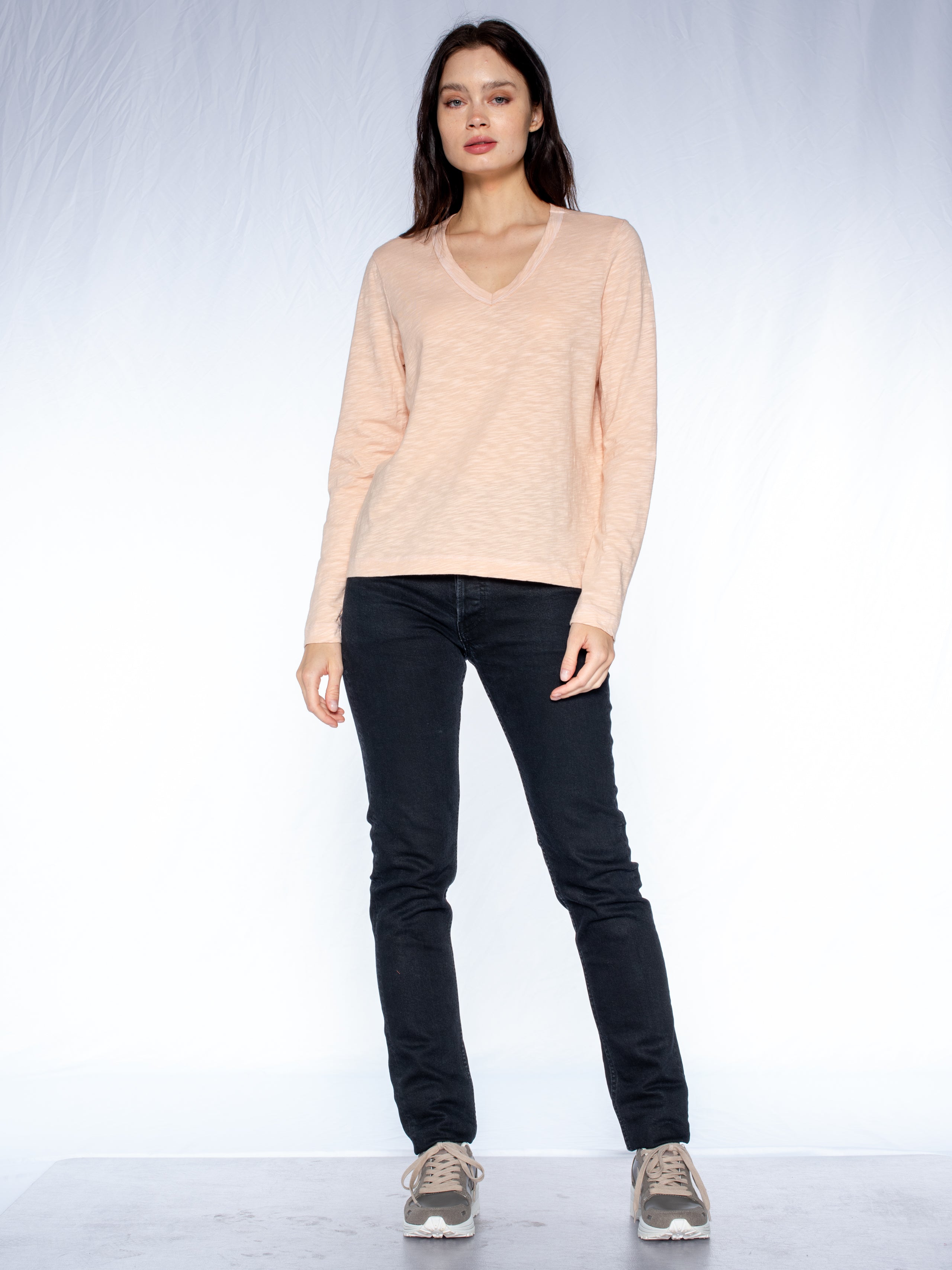 V-Neck Long Sleeve Baby Baby Fit Tee