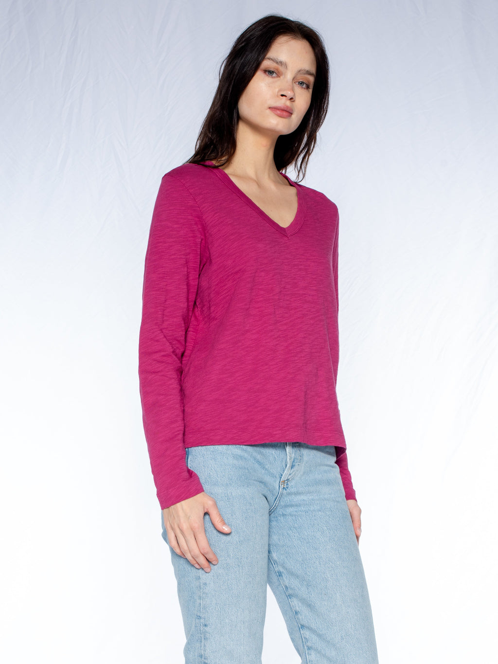 V-Neck Long Sleeve Baby Baby Fit Tee