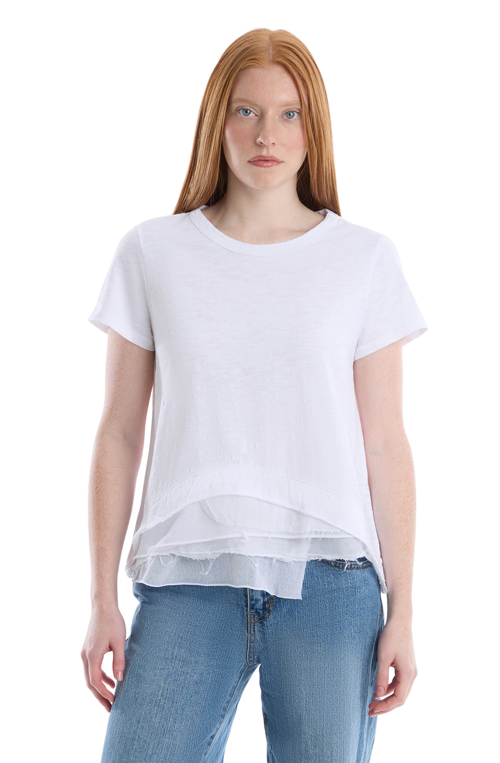 Boxy short sleeve mixed hem