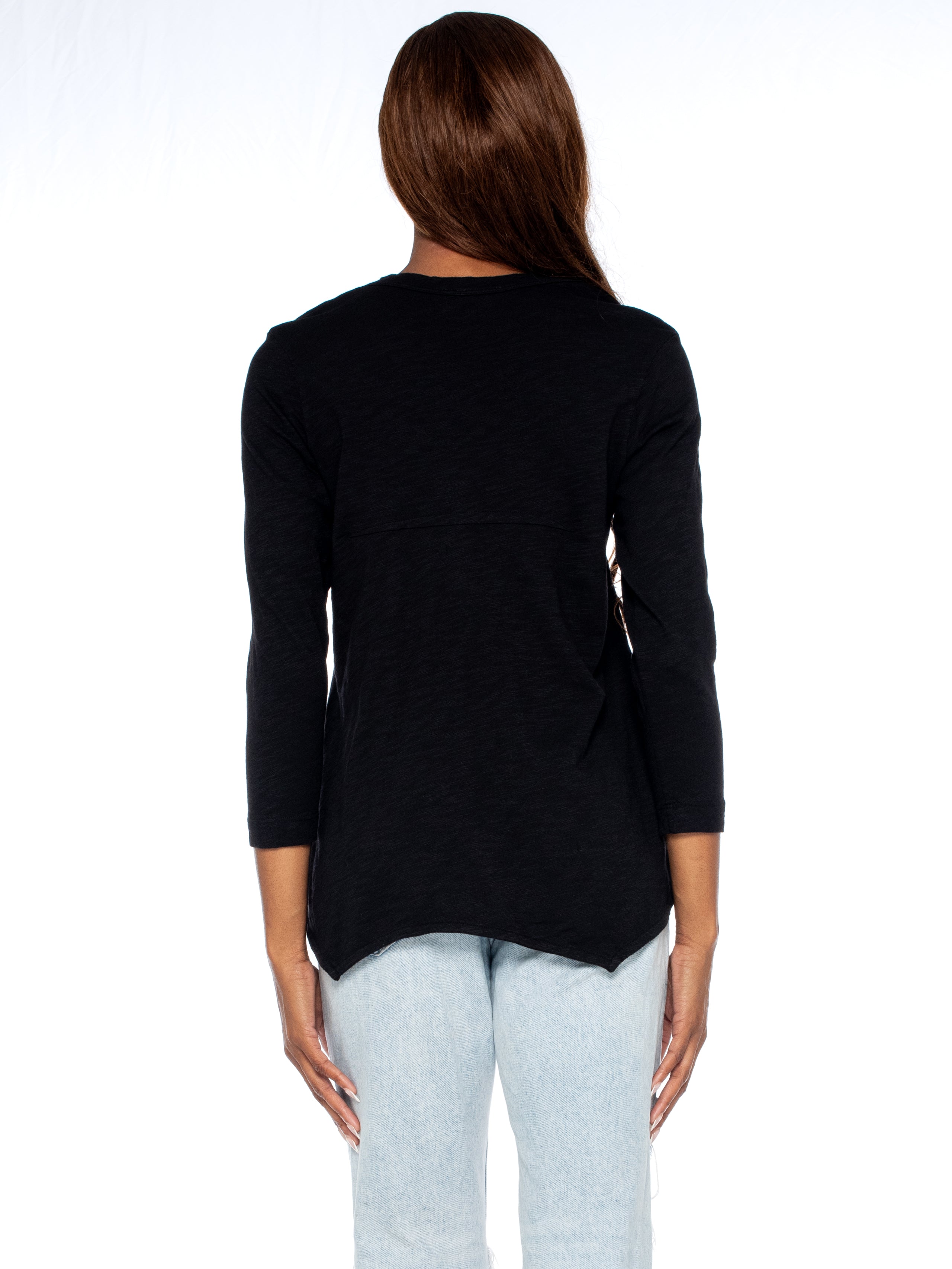 Scoopy Neck 3/4 Sleeve Boyfriend Tee