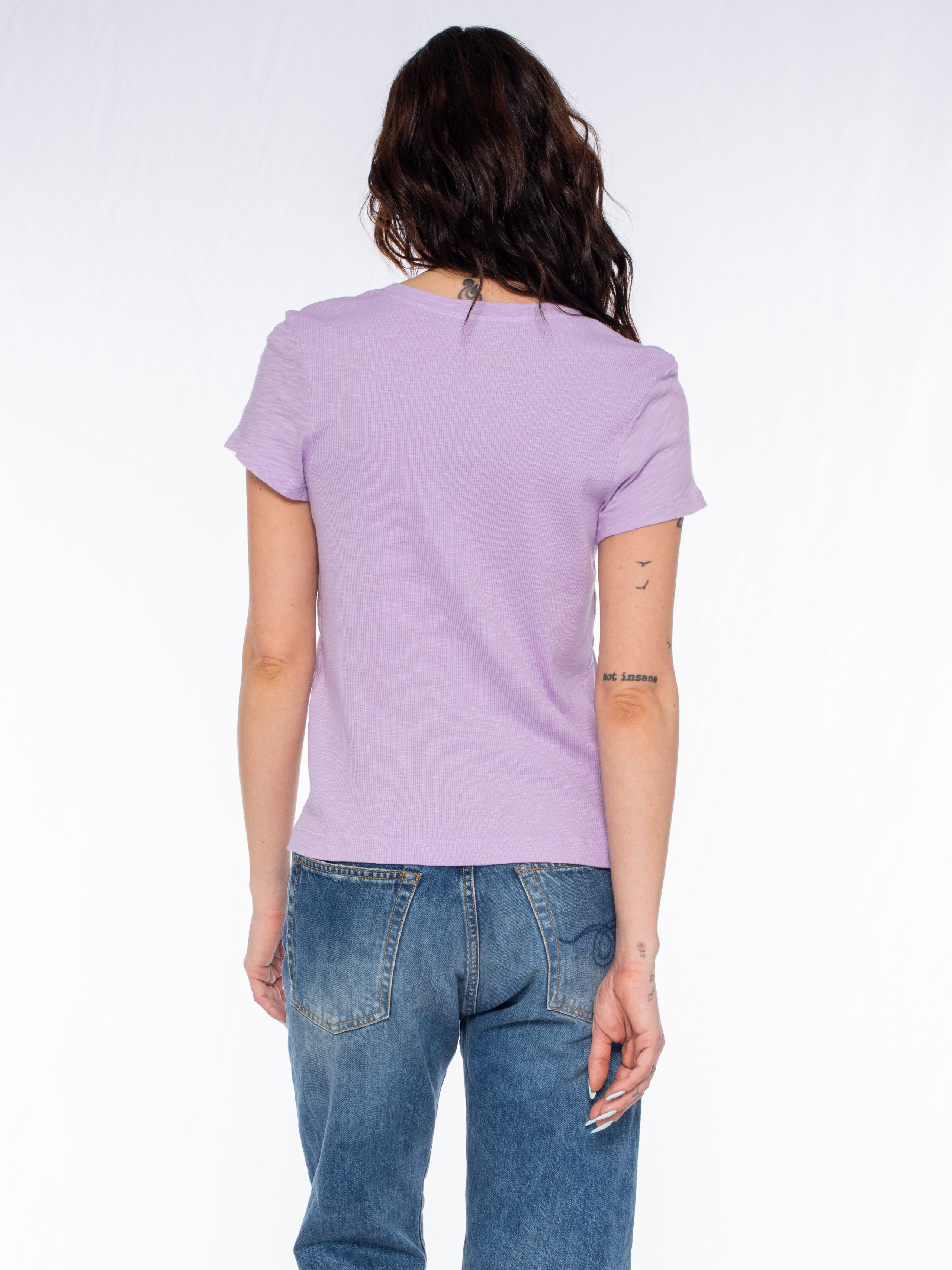 Slim Deep V-Neck Rib Back Tee