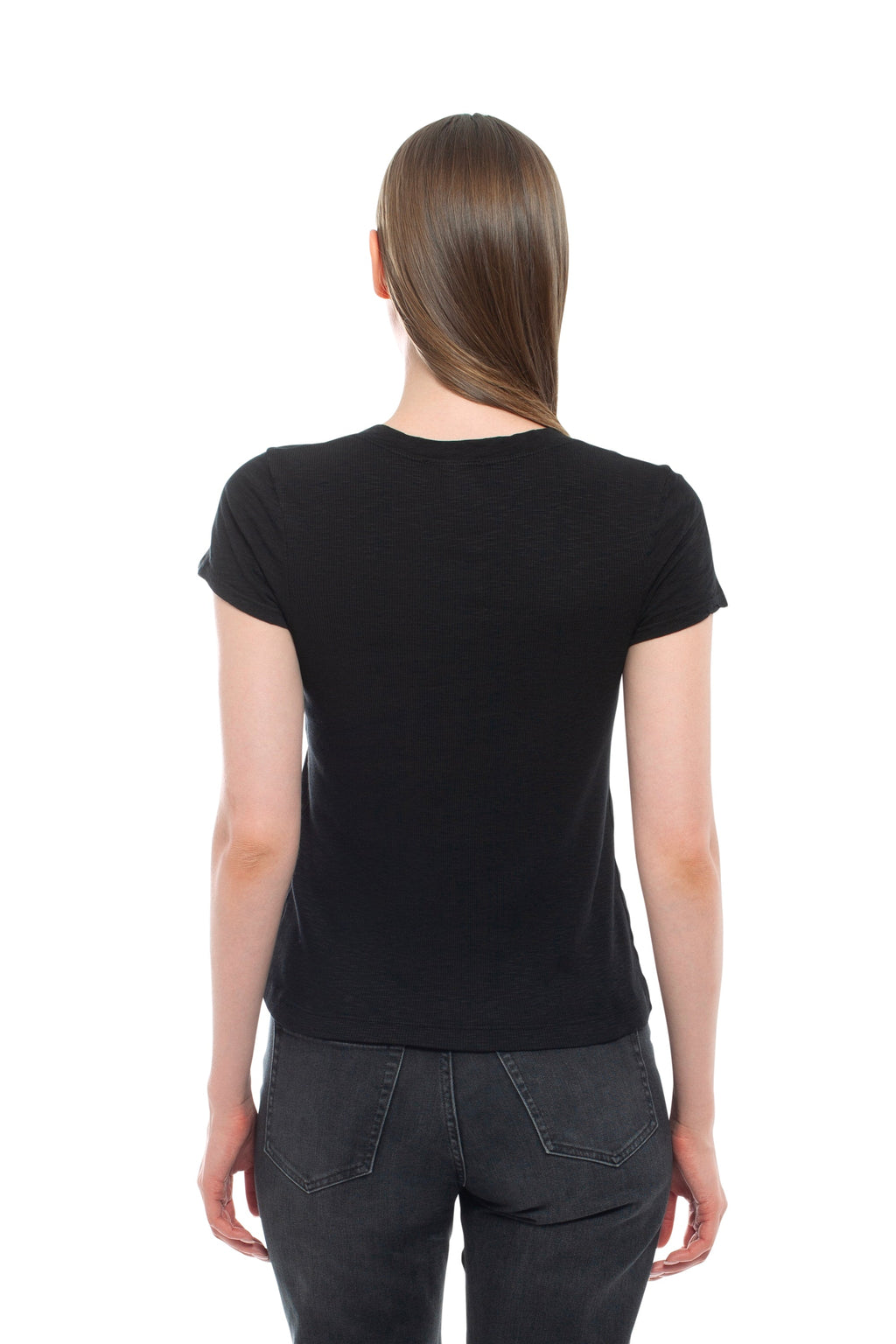 Slim Deep V-Neck Rib Back Tee