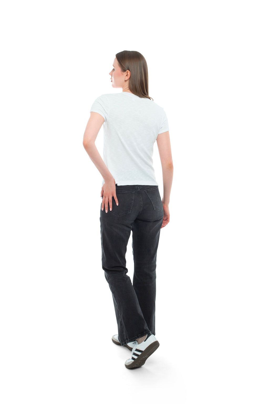 Slim Deep V-Neck Rib Back Tee