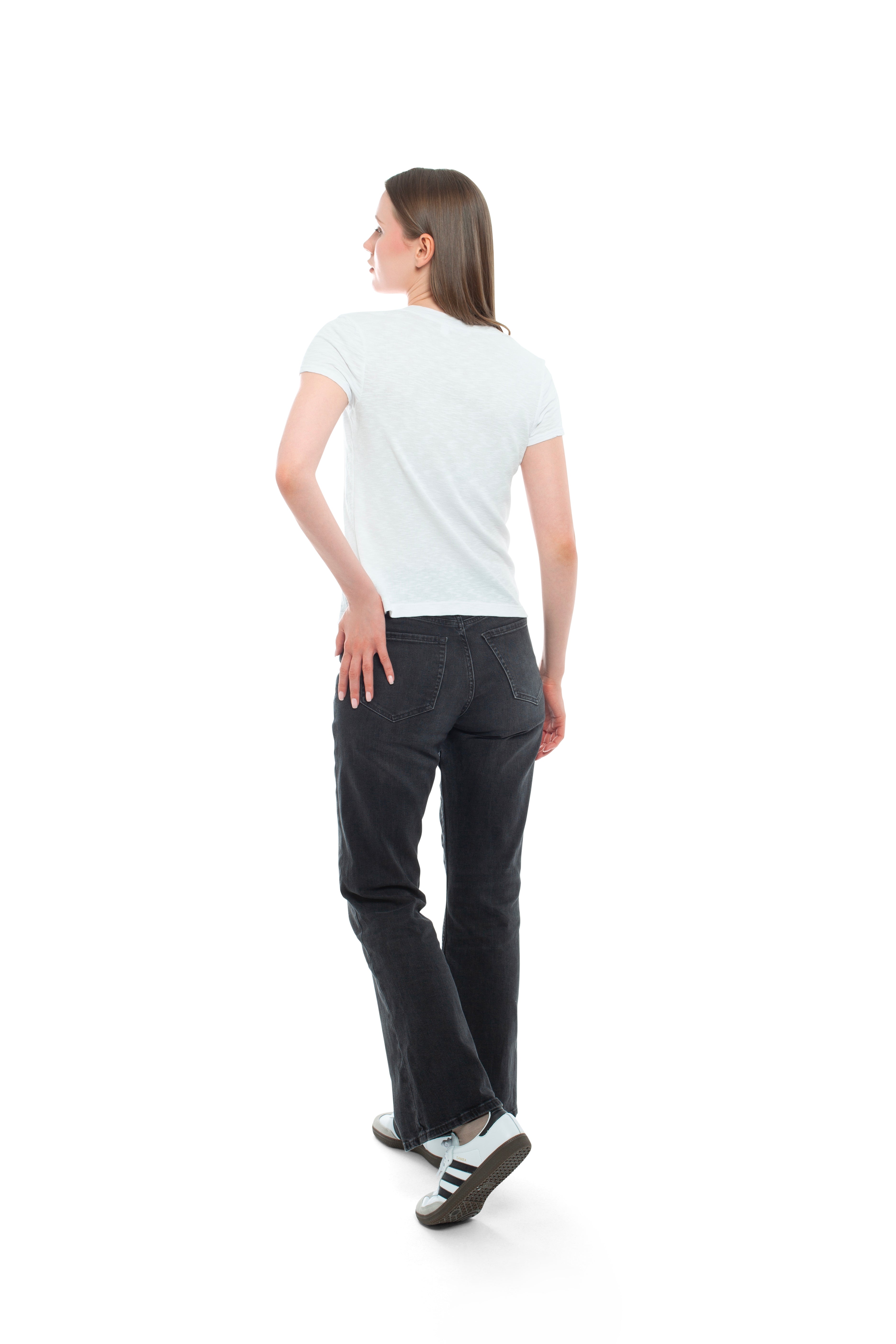 Slim Deep V-Neck Rib Back Tee