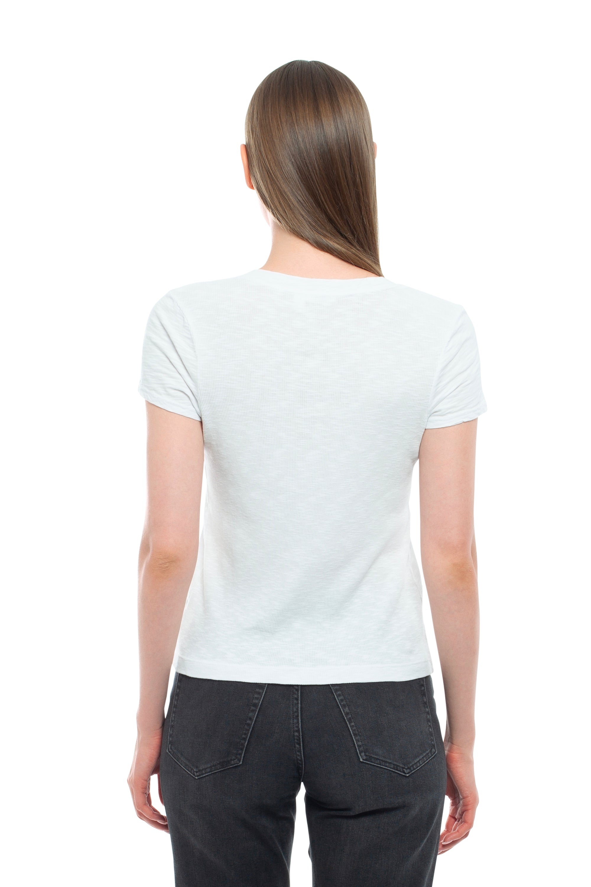 Slim Deep V-Neck Rib Back Tee