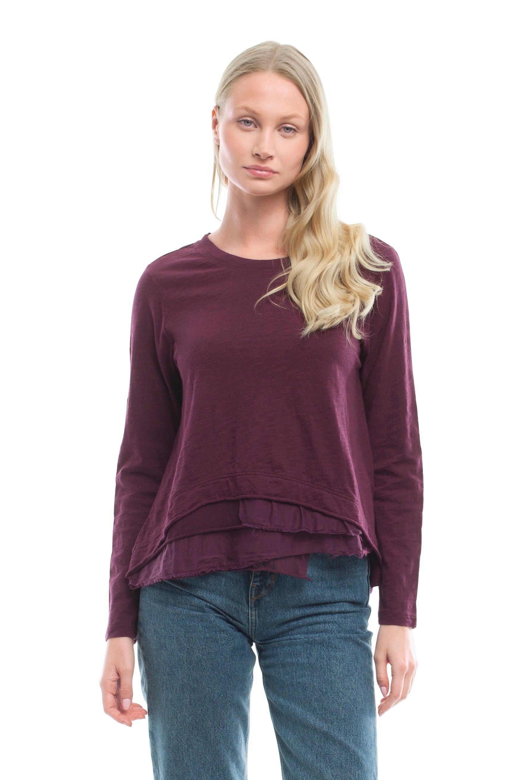 Boxy Mixed Fabric Hem