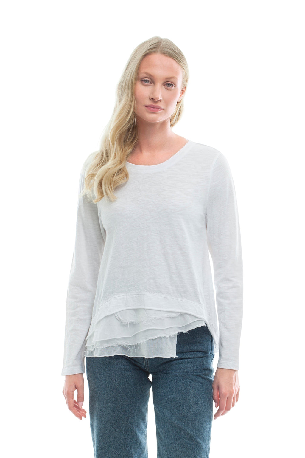 Boxy Mixed Fabric Hem