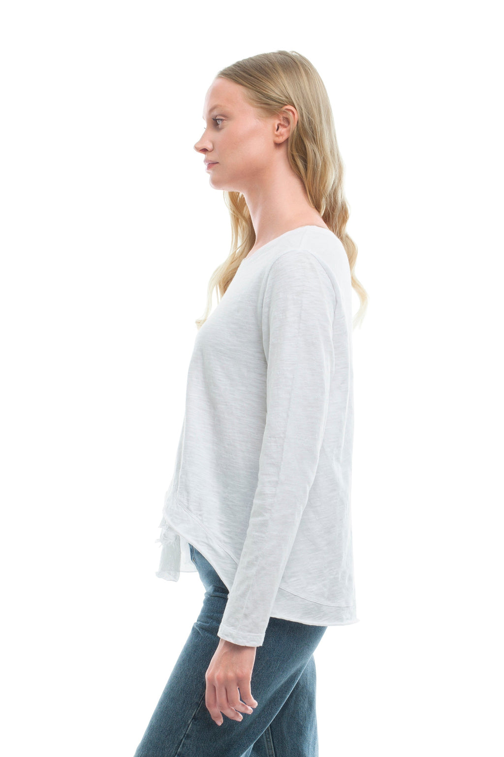 Boxy Mixed Fabric Hem