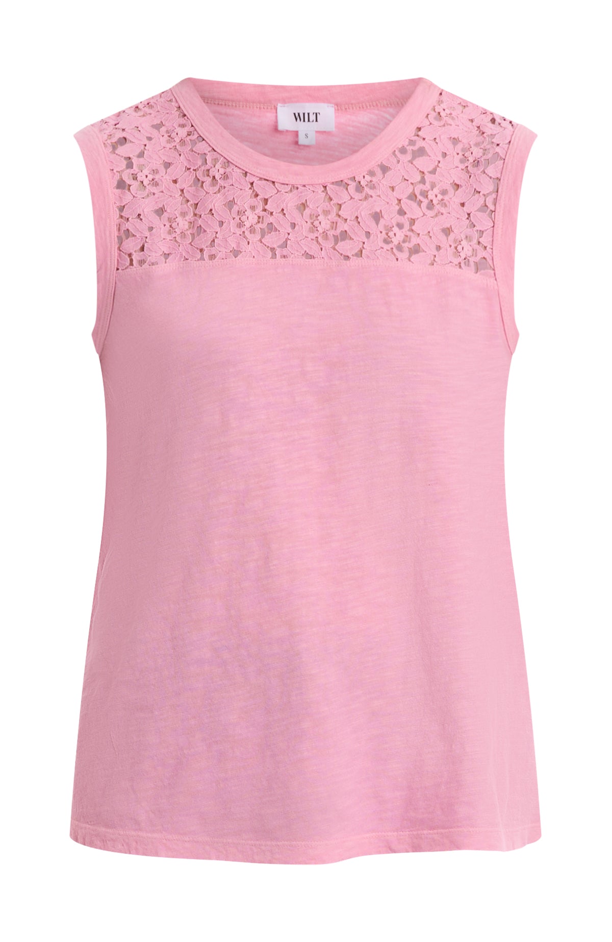Shell with lace yoke