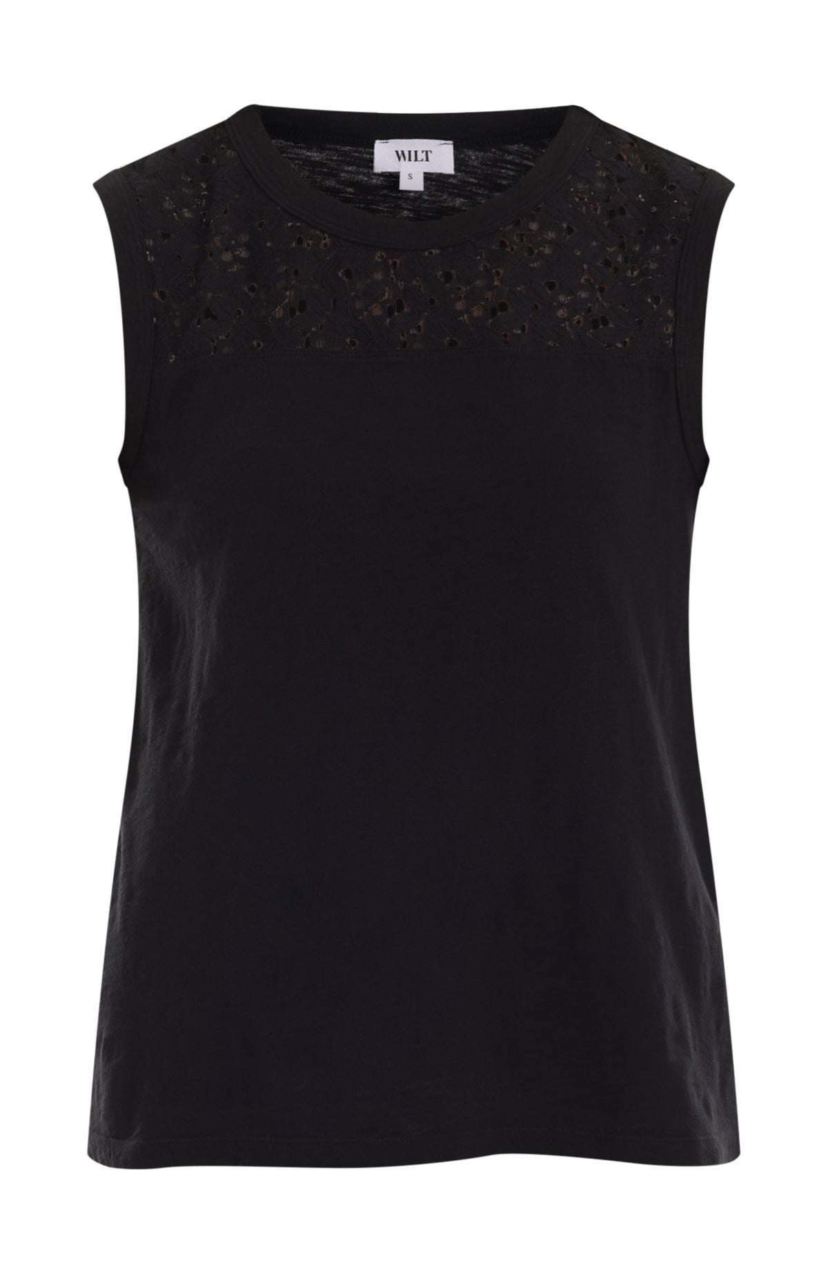 Shell with lace yoke