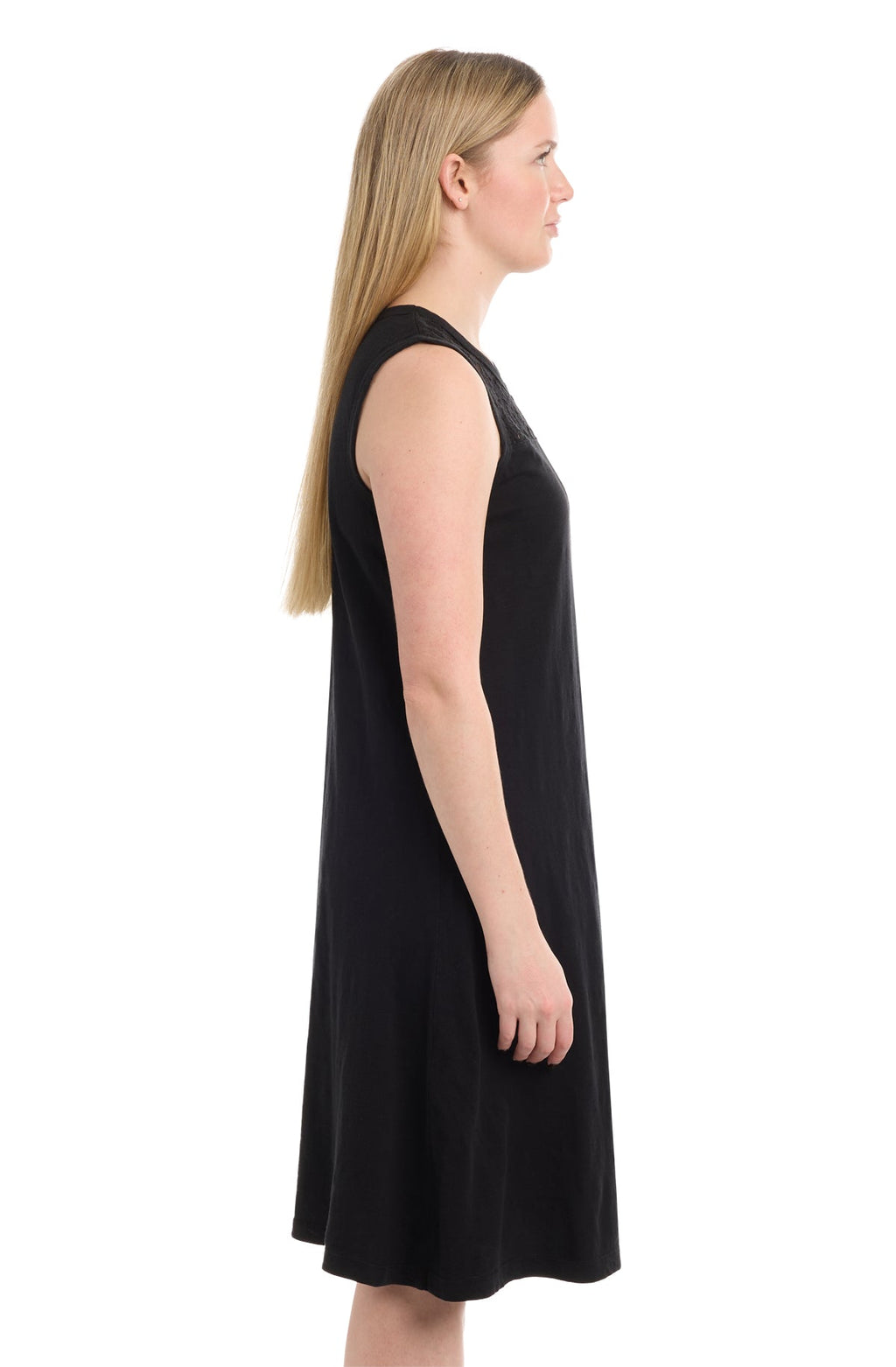 Sleeveless lace yoke dress