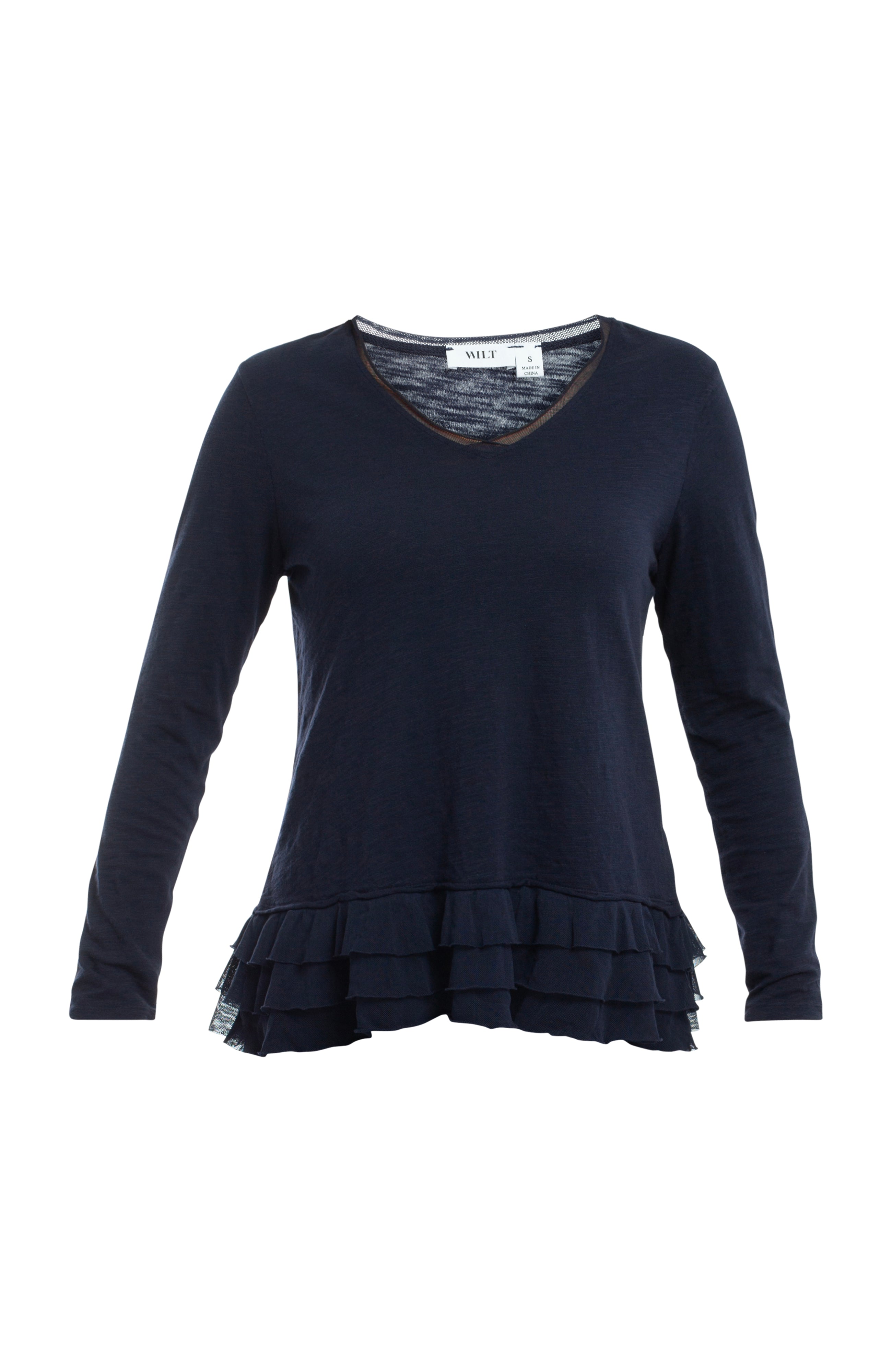 V-Neck Mixed Media Long Sleeve