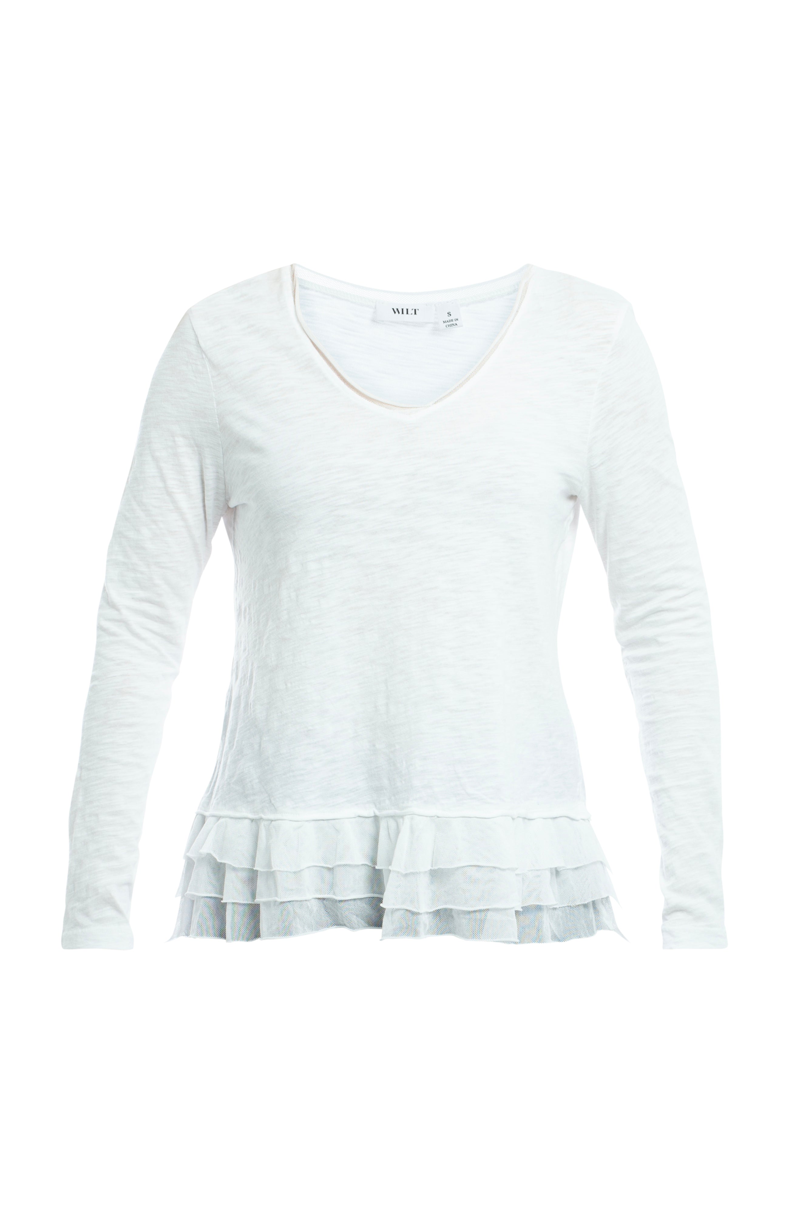 V-Neck Mixed Media Long Sleeve