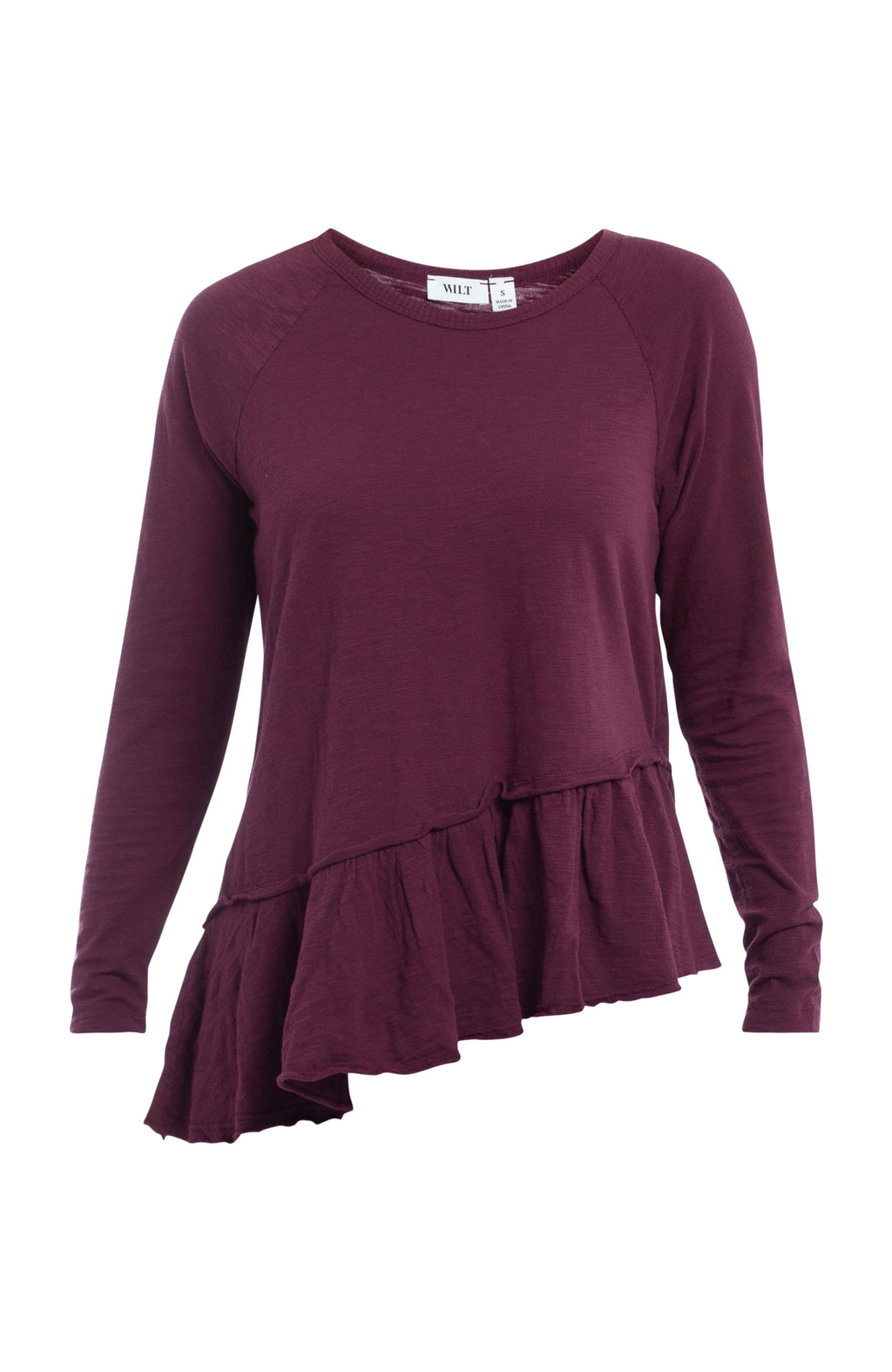 Raglan Long Sleeve Asymmetric Peplum