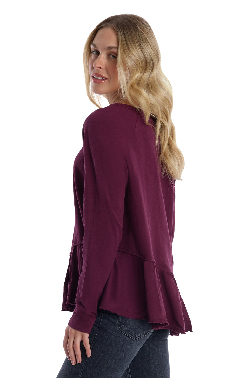 Raglan Long Sleeve Asymmetric Peplum