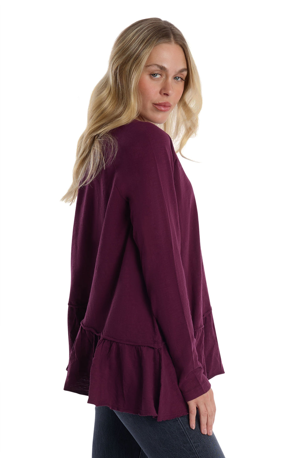 Raglan Long Sleeve Asymmetric Peplum