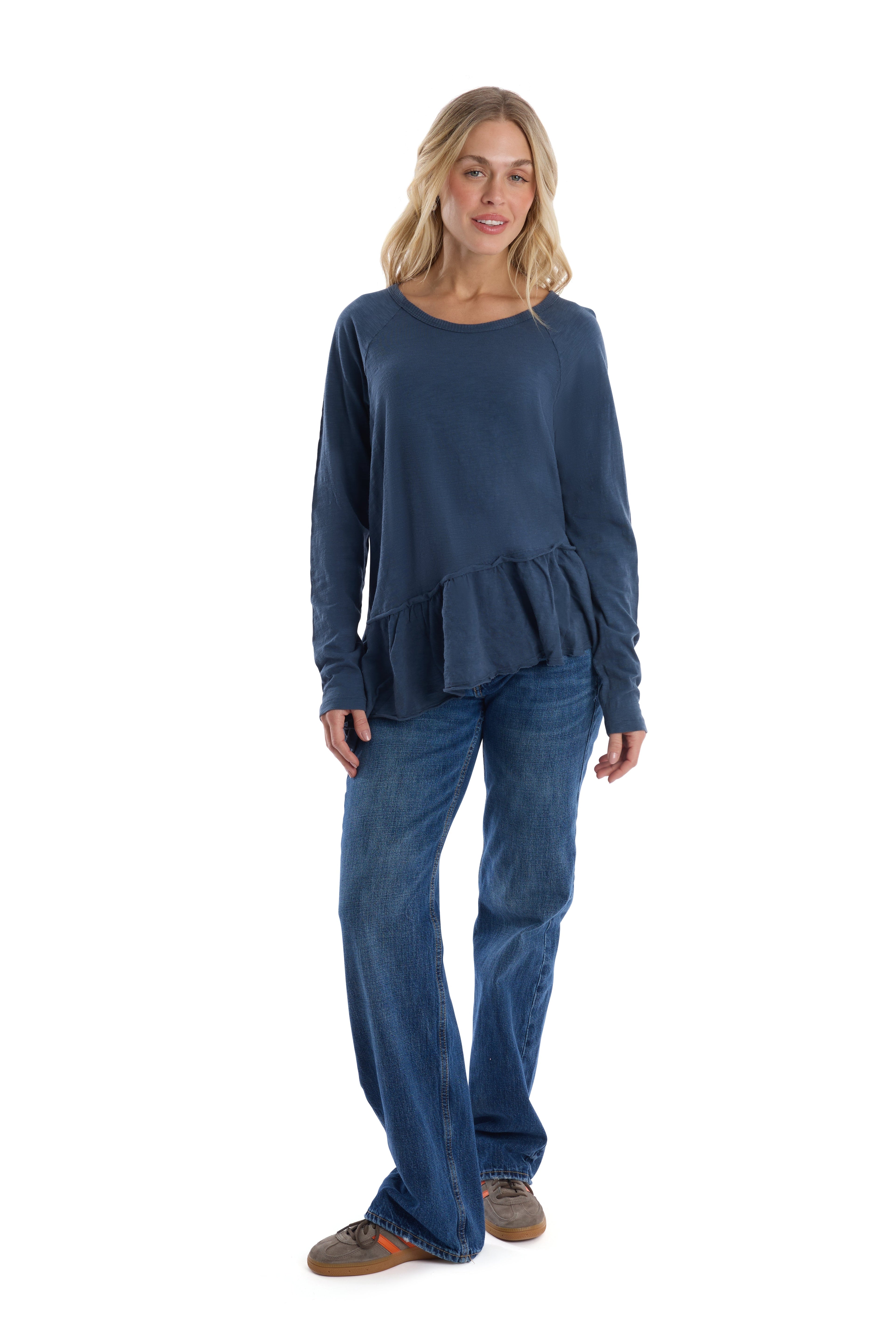 Raglan Long Sleeve Asymmetric Peplum