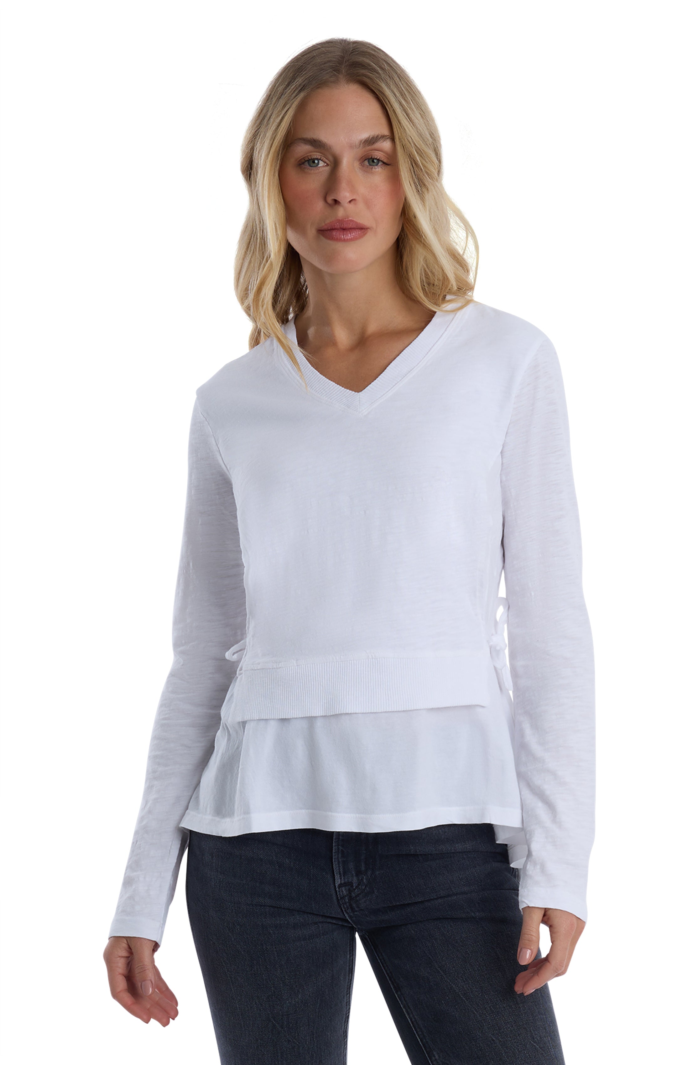 Mixed Media Double Layer Long Sleeve