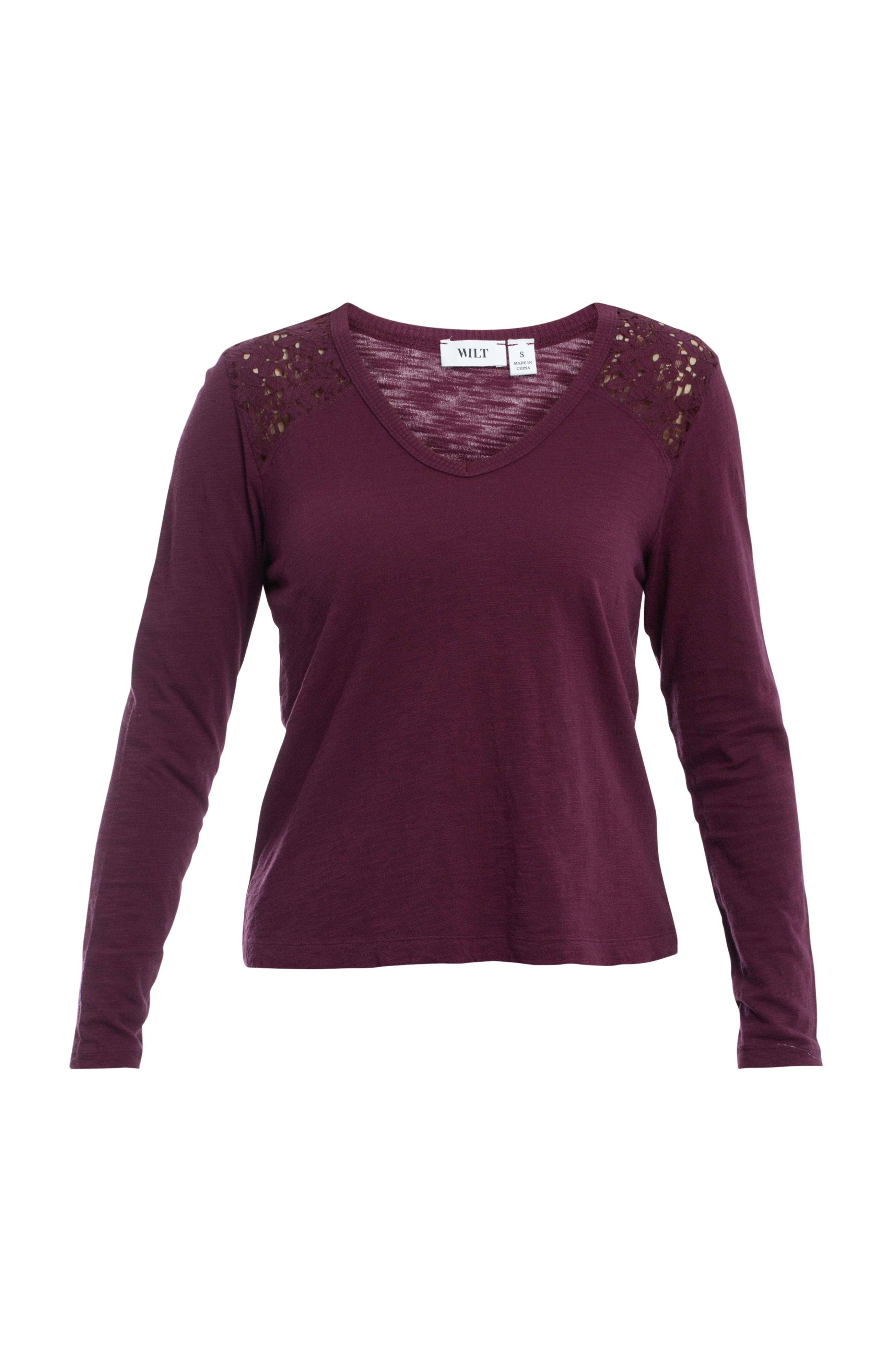 V-Neck Long Sleeve Mixed Media