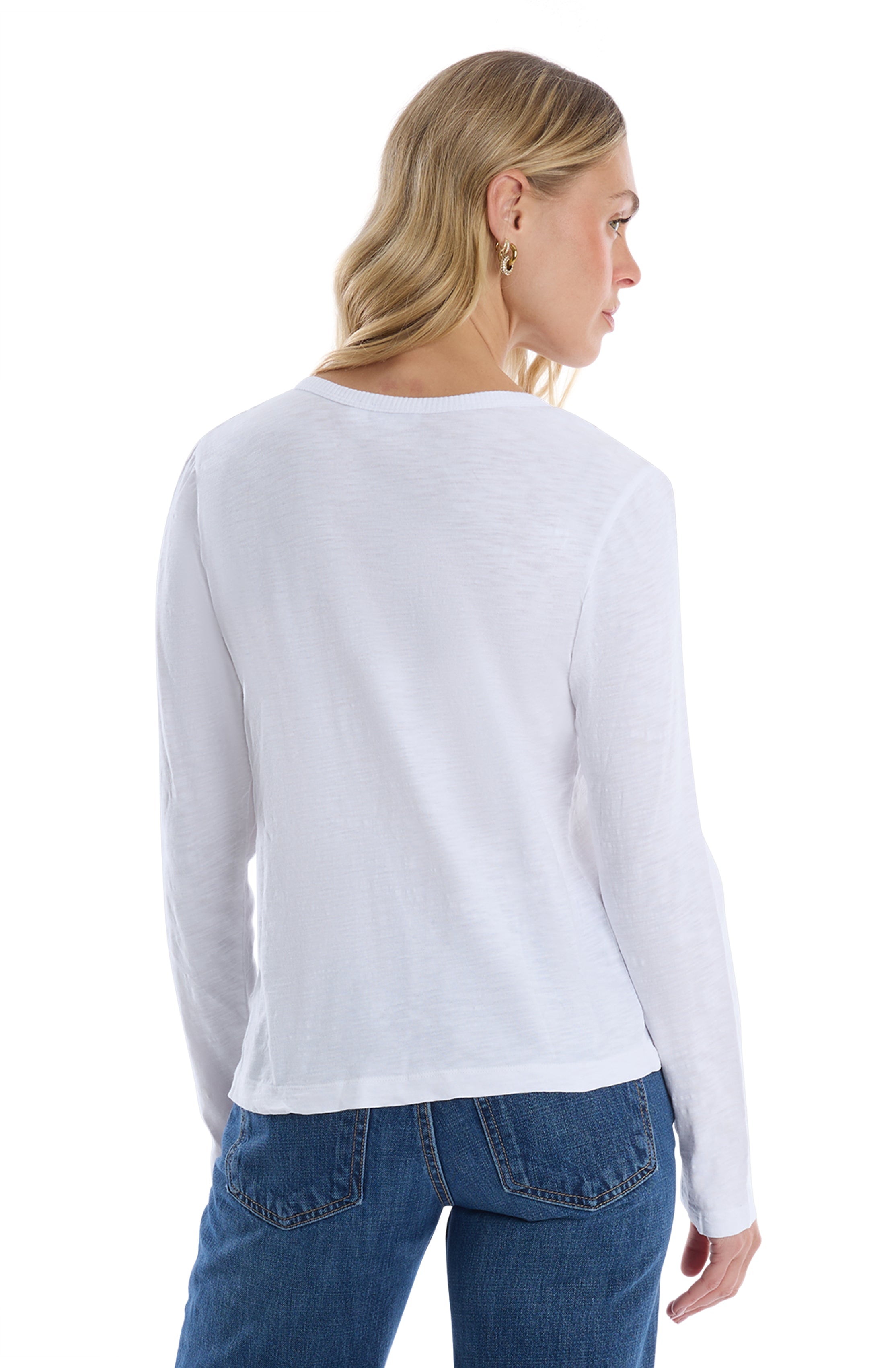 V-Neck Long Sleeve Mixed Media