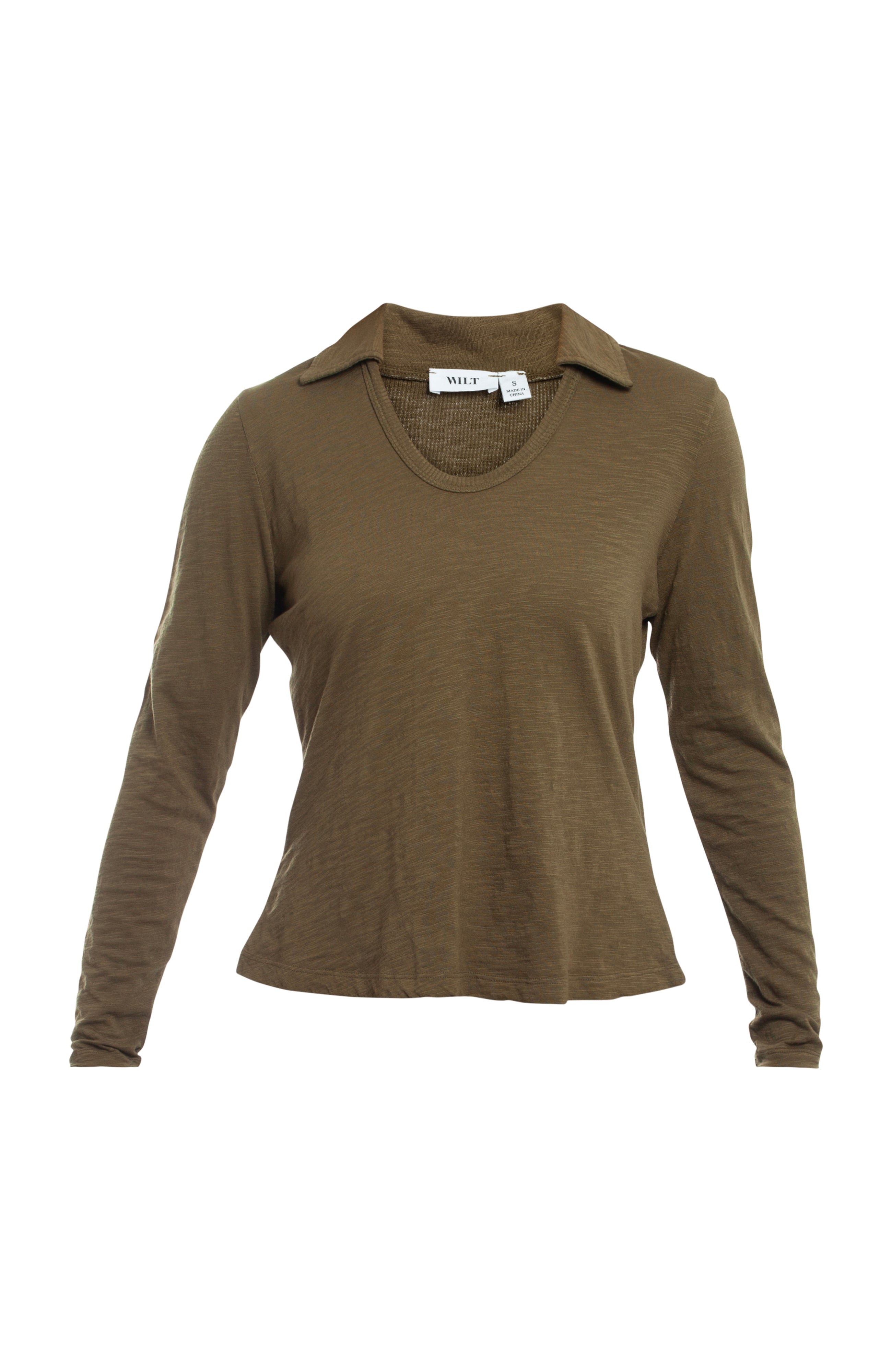 Scoop Neck Long Sleeve Polo