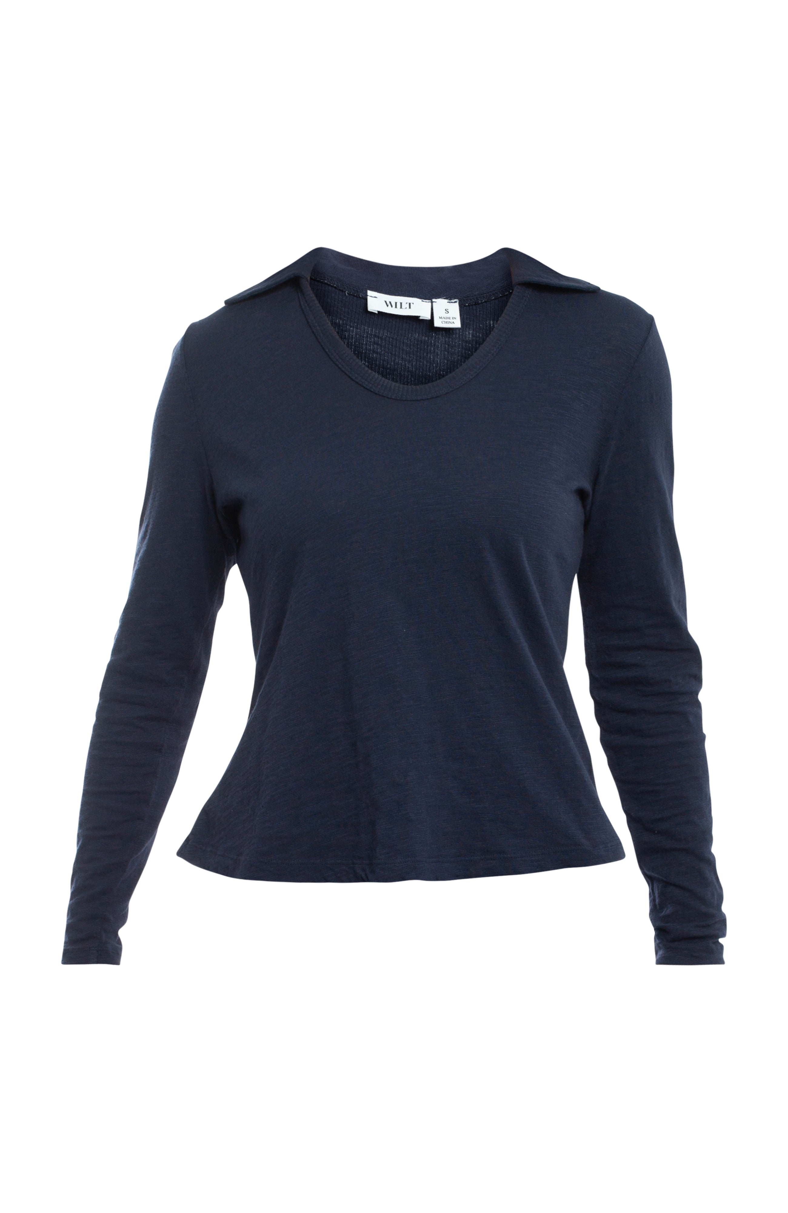 Scoop Neck Long Sleeve Polo