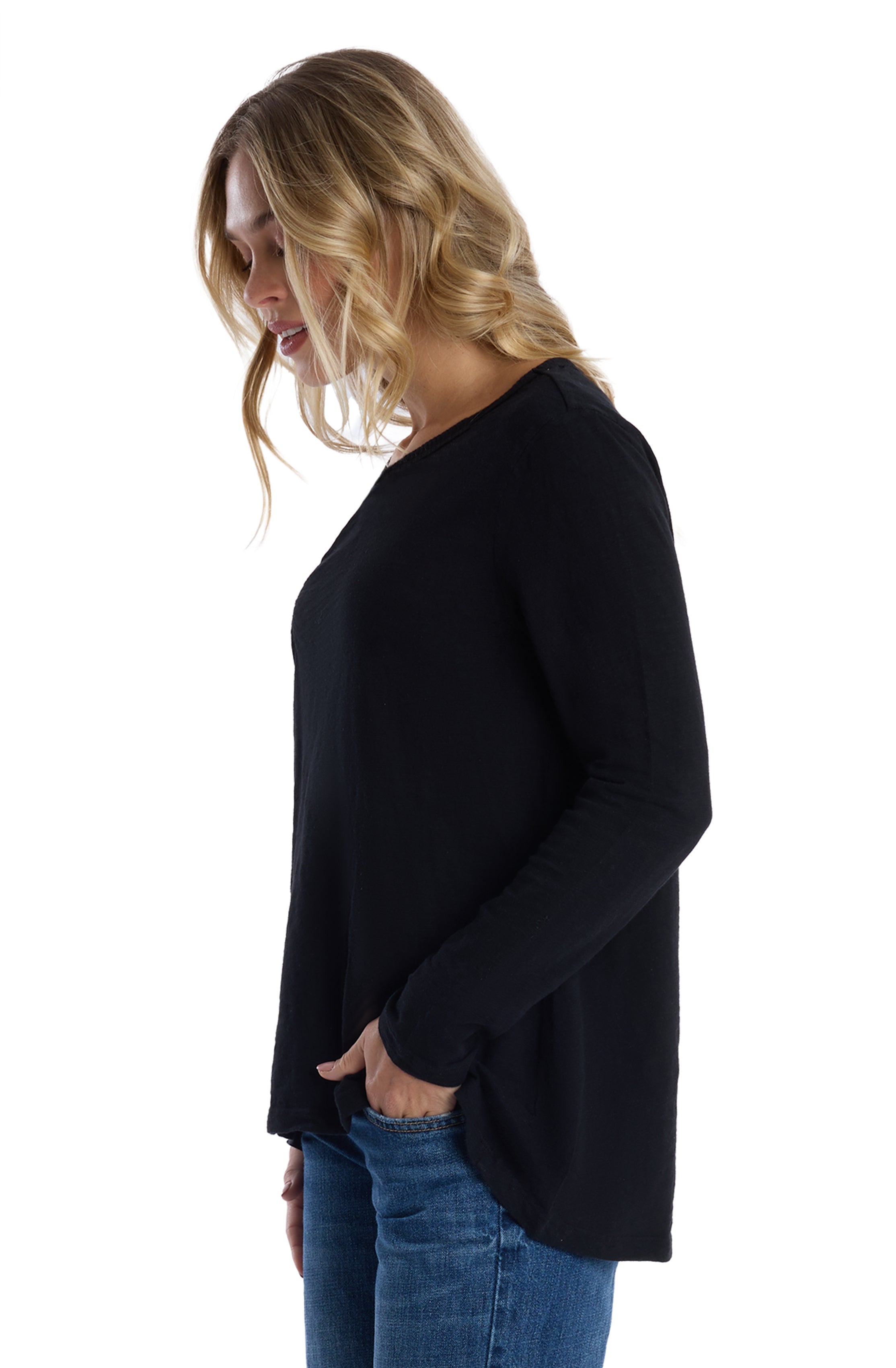 Wide Neck Long Sleeve Tee
