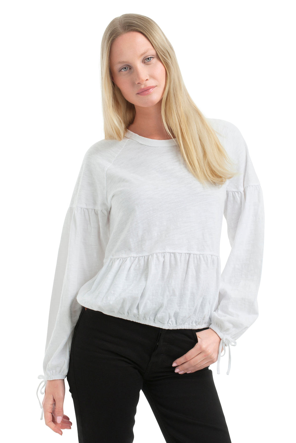 Shirred Elastic Hem Tee