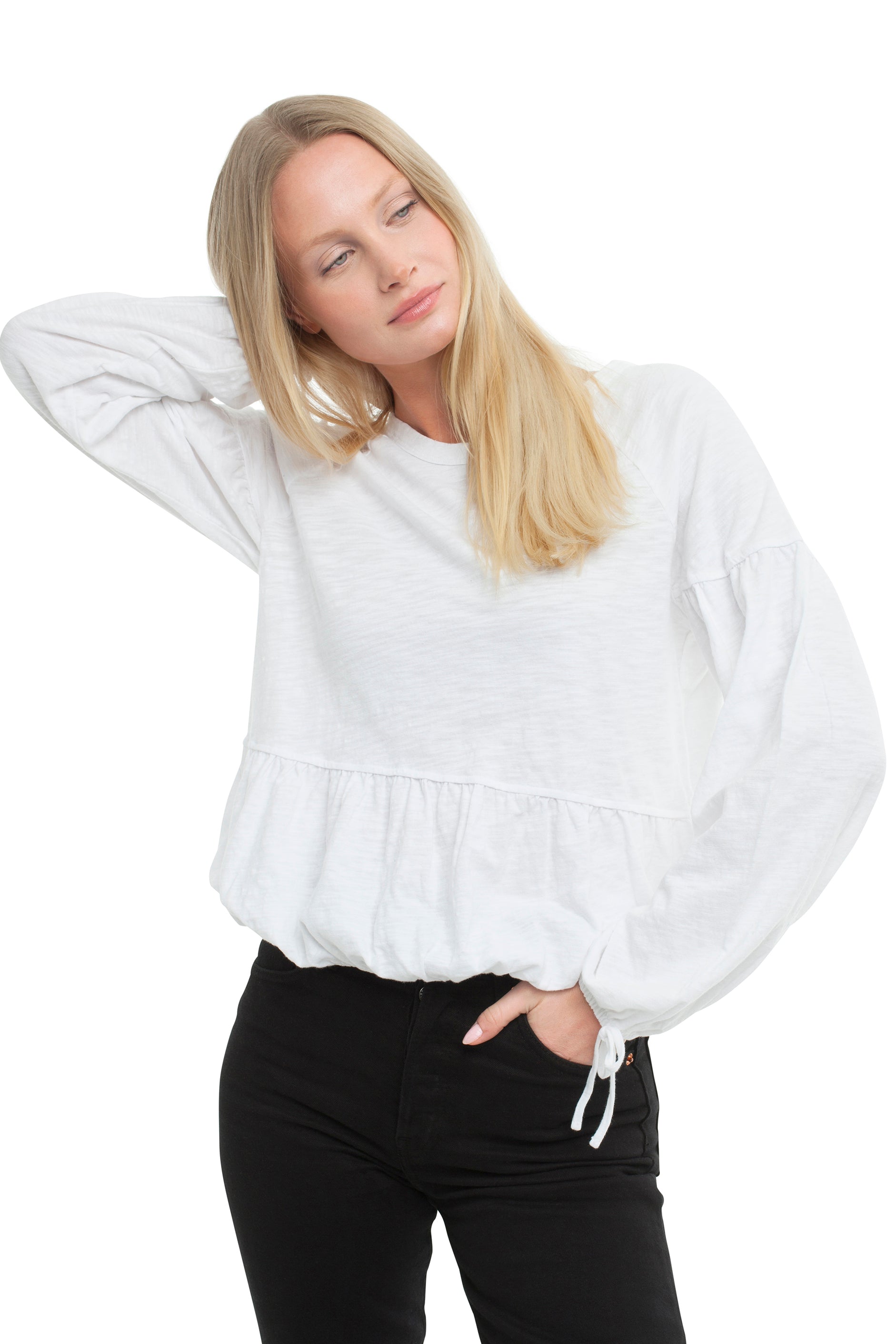 Shirred Elastic Hem Tee